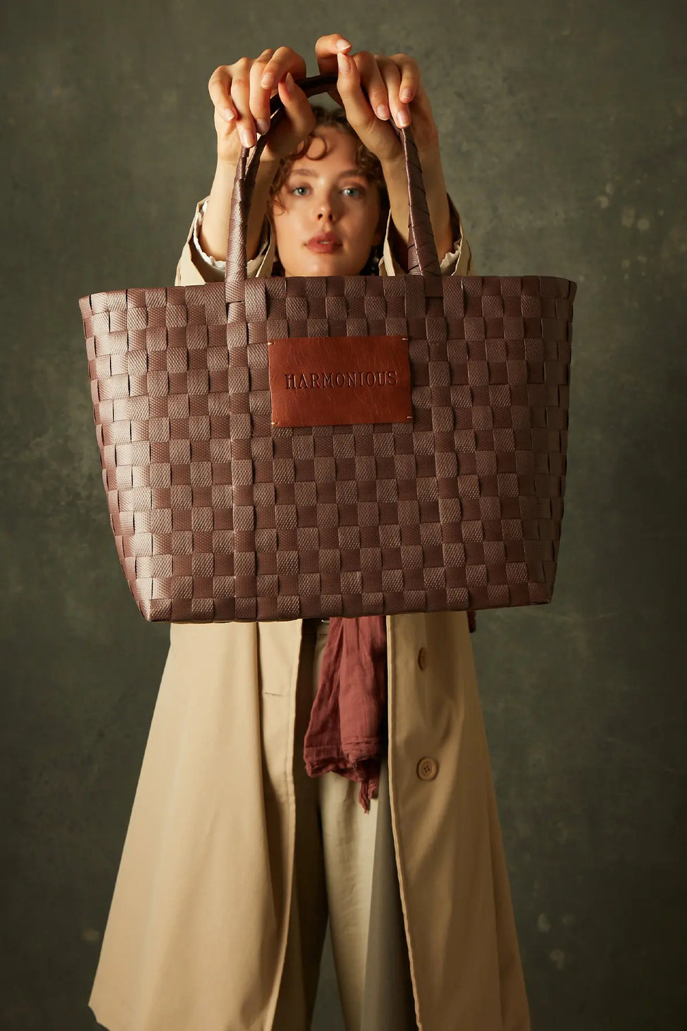 Örgü Kahverengi Tote Bag HARMONIOUS