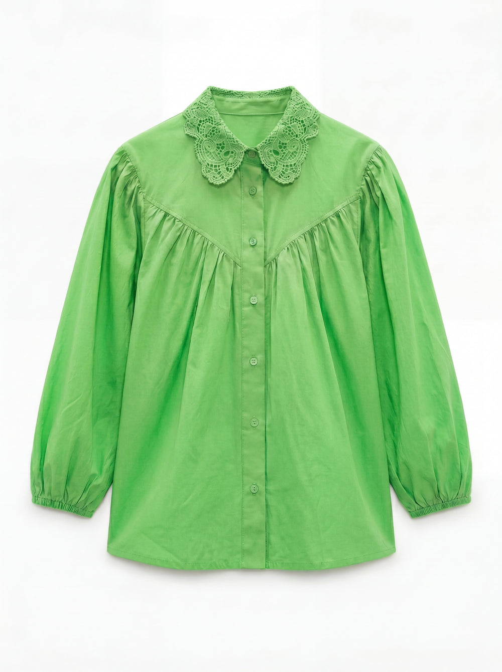 MARGARET DANTEL DETAYLI GOMLEK YESIL
