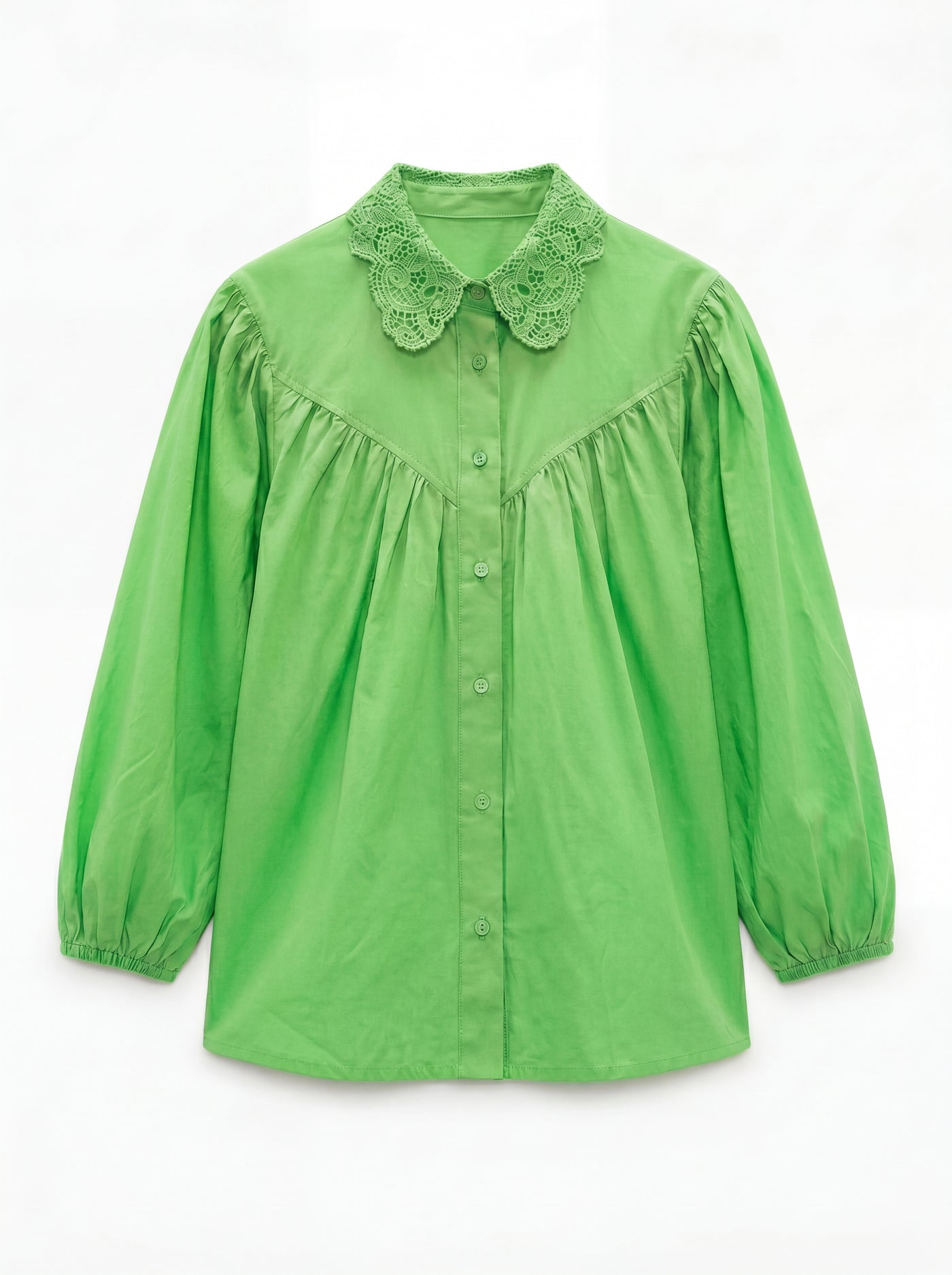 MARGARET DANTEL DETAYLI GOMLEK YESIL