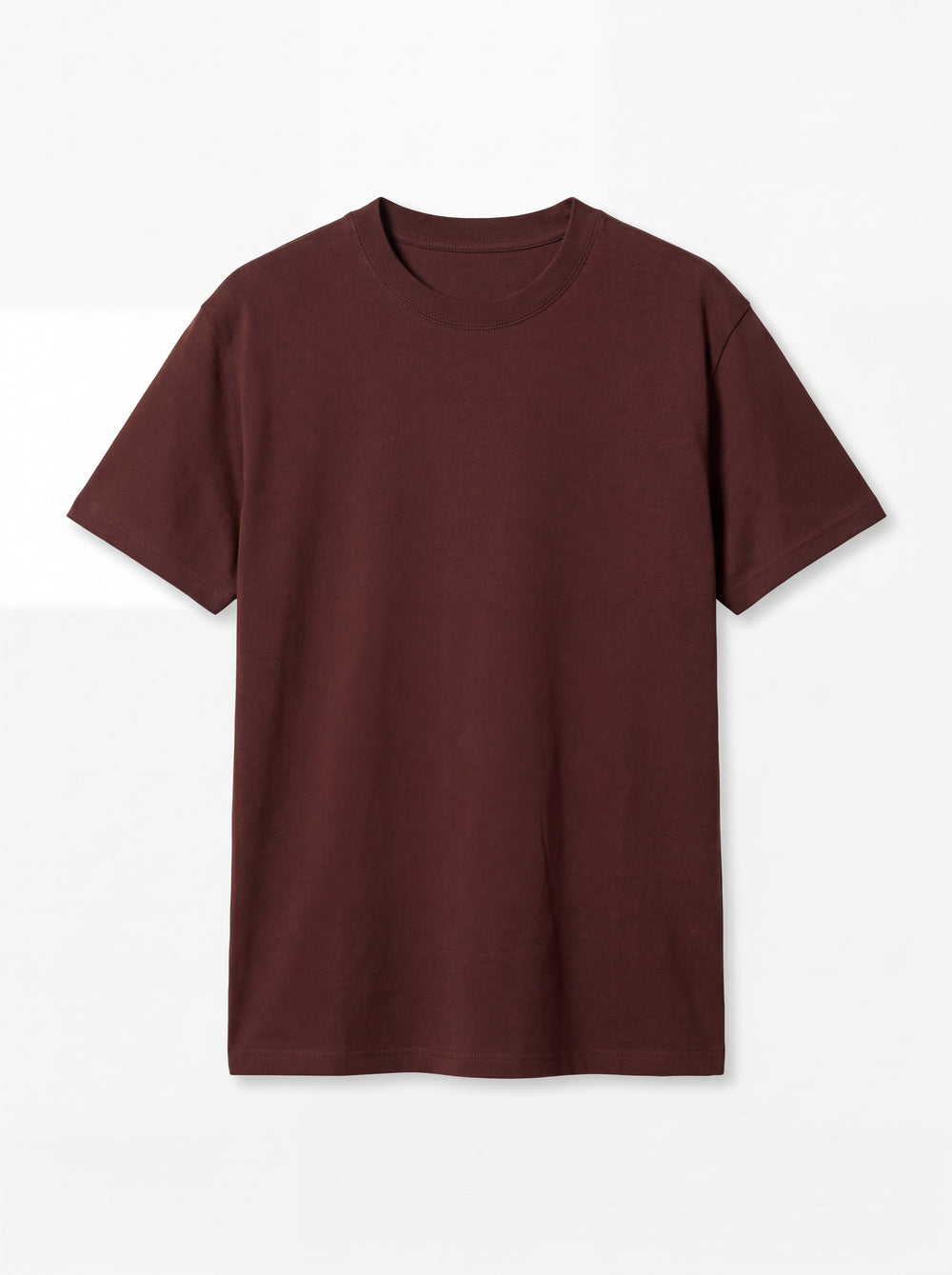 KISA KOLLU PAMUK T-SHIRT KAHVE
