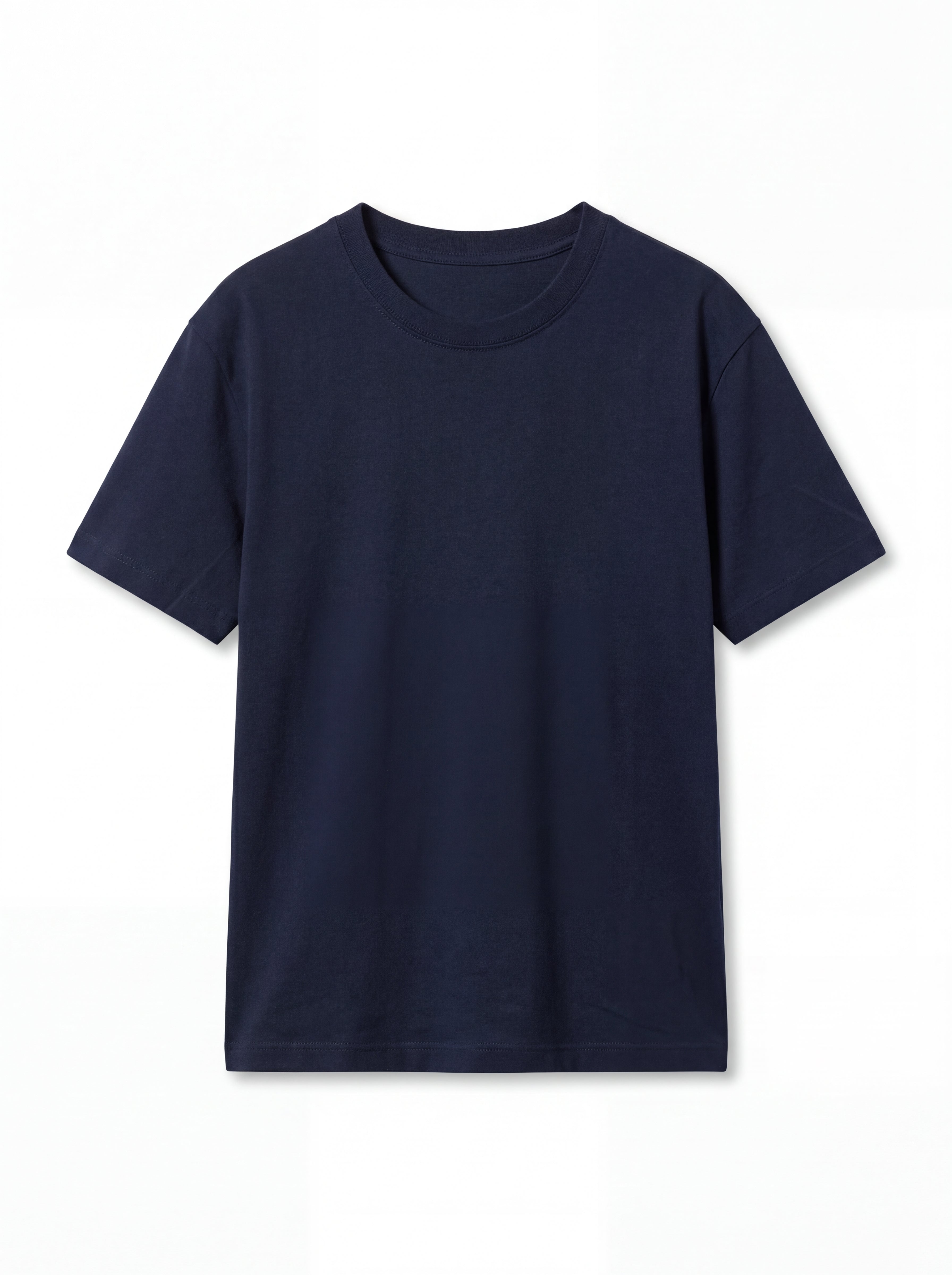 KISA KOLLU PAMUK T-SHIRT LACIVERT