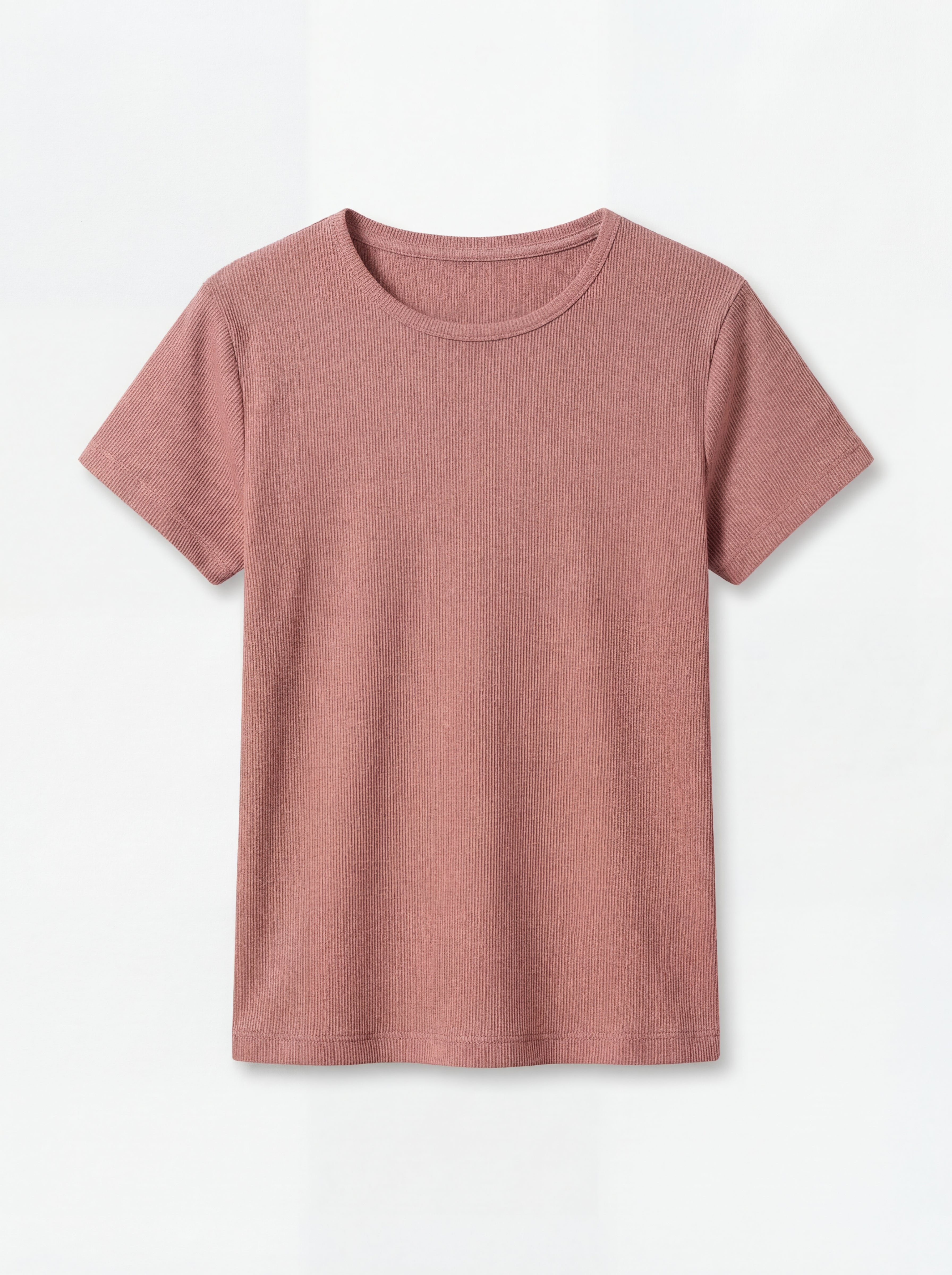 FITILLI KISA KOLLU PAMUK T-SHIRT ROSE