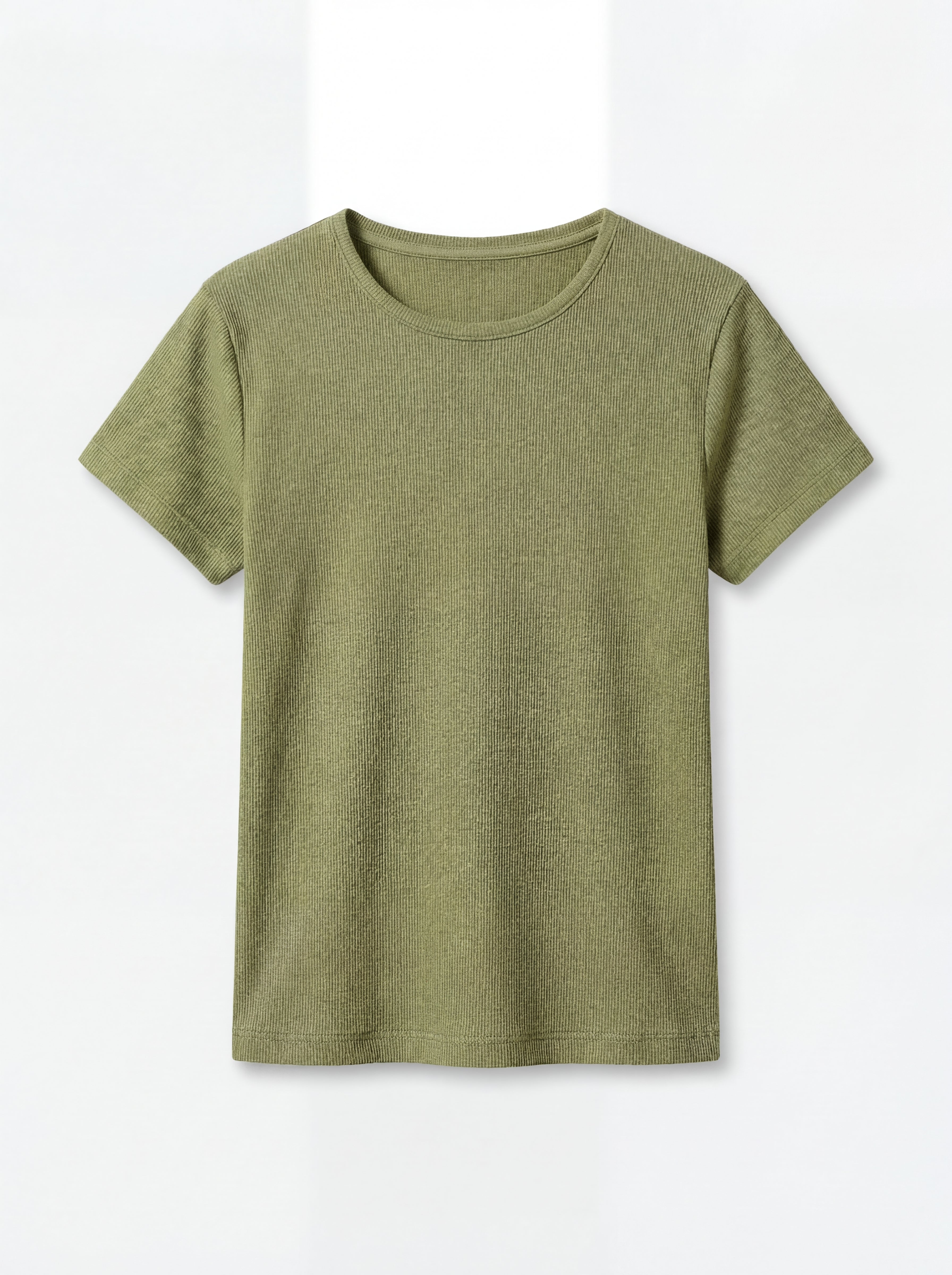 FITILLI KISA KOLLU PAMUK T-SHIRT OLIVE