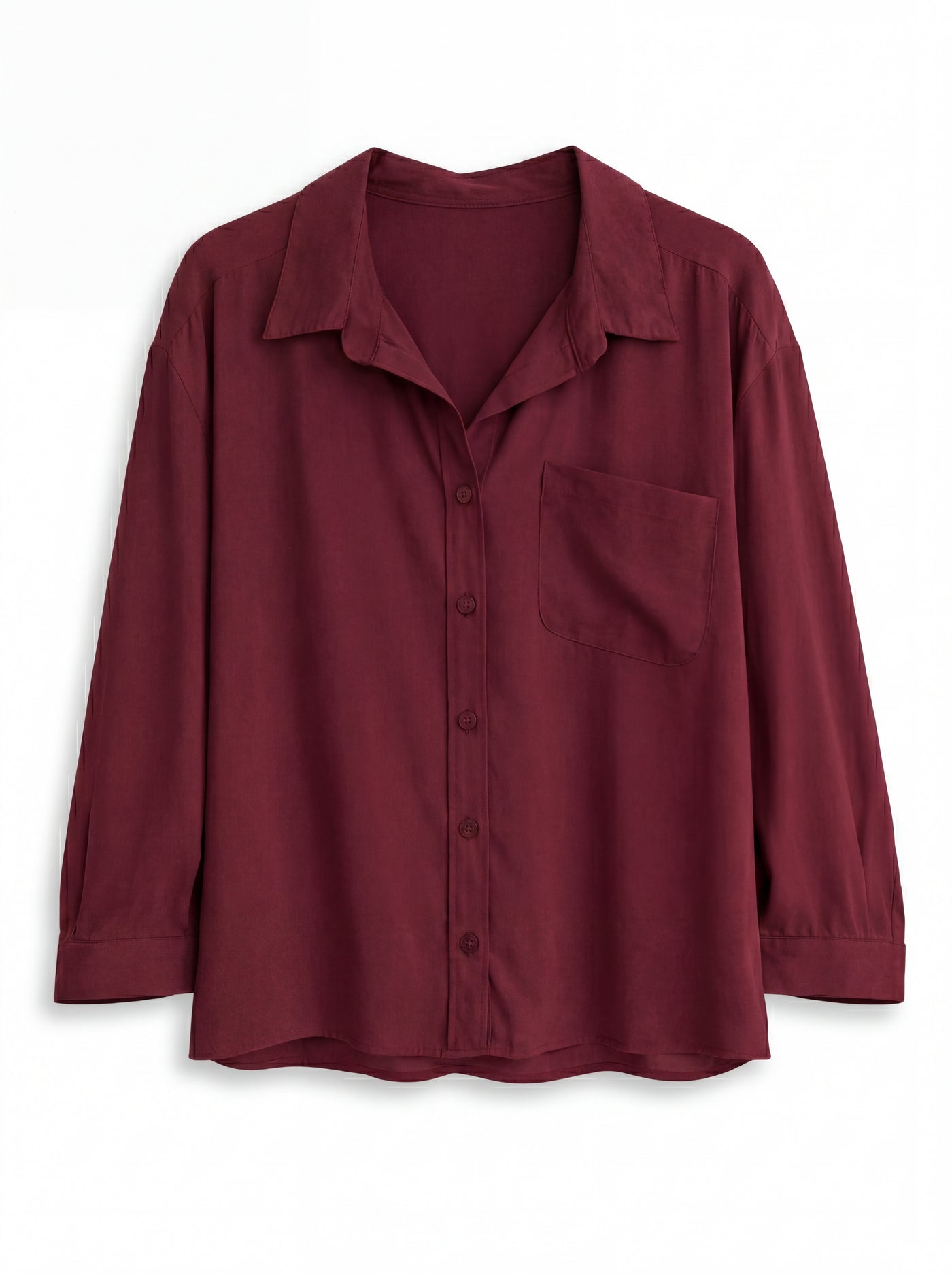 DOKUMLU CEPLI TENCEL GOMLEK CHERRY