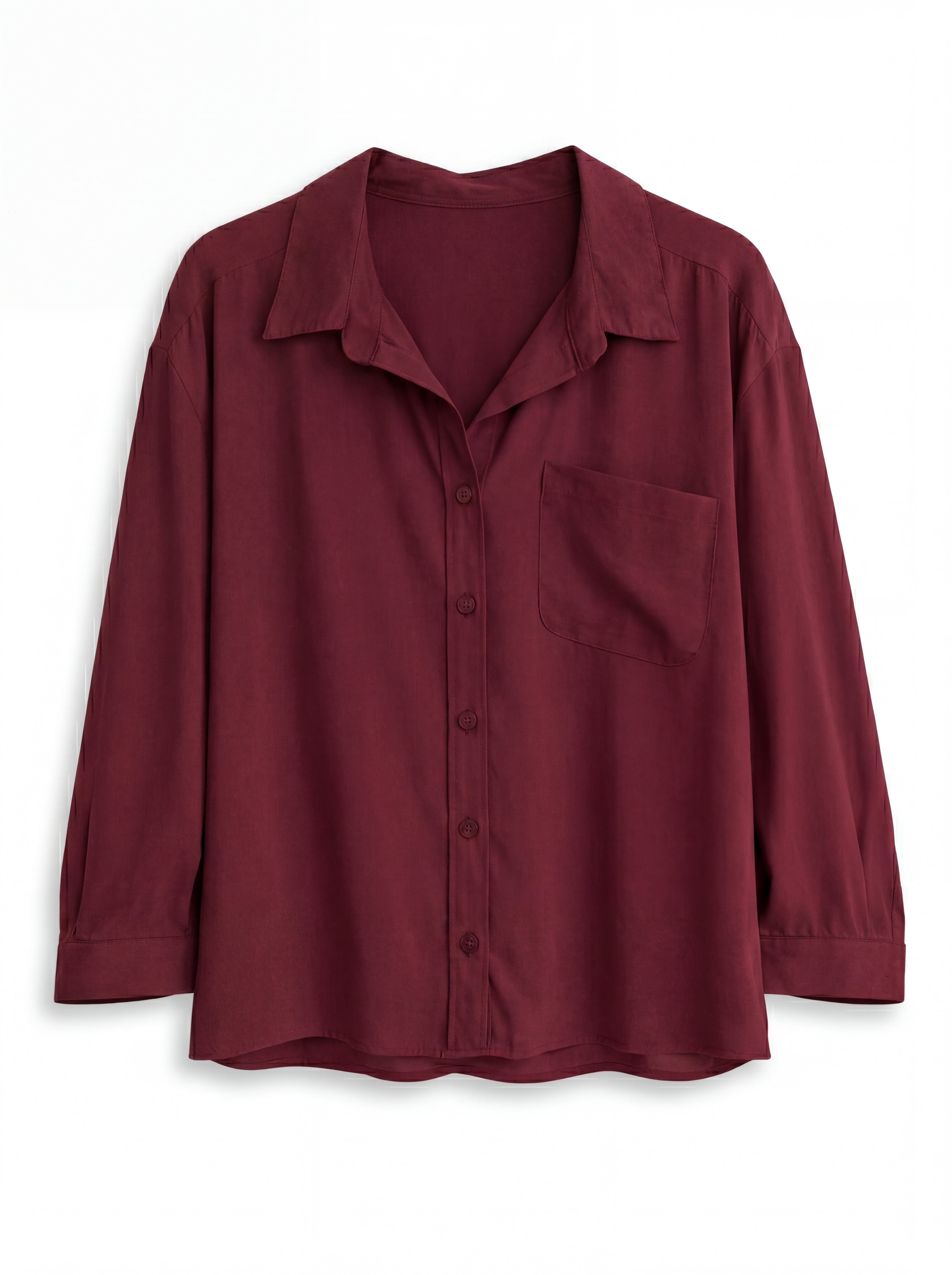 DOKUMLU CEPLI TENCEL GOMLEK CHERRY