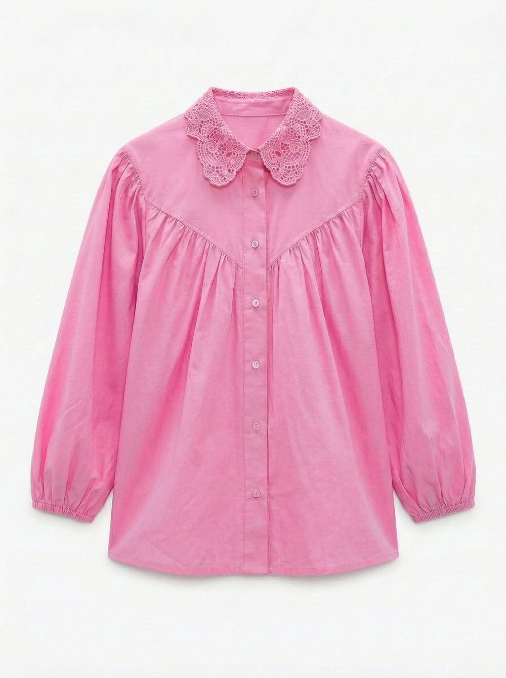 MARGARET DANTEL DETAYLI GOMLEK PEMBE