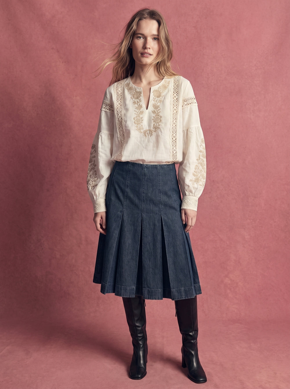 ODETTE NAKIŞLI COTTON BLUZ