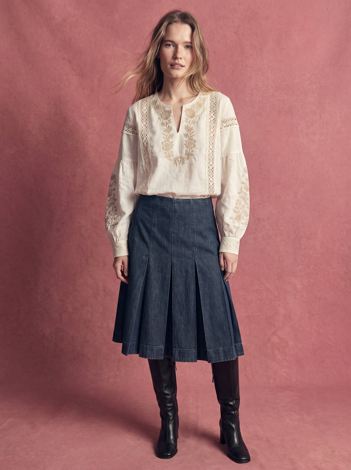 ODETTE NAKIŞLI COTTON BLUZ