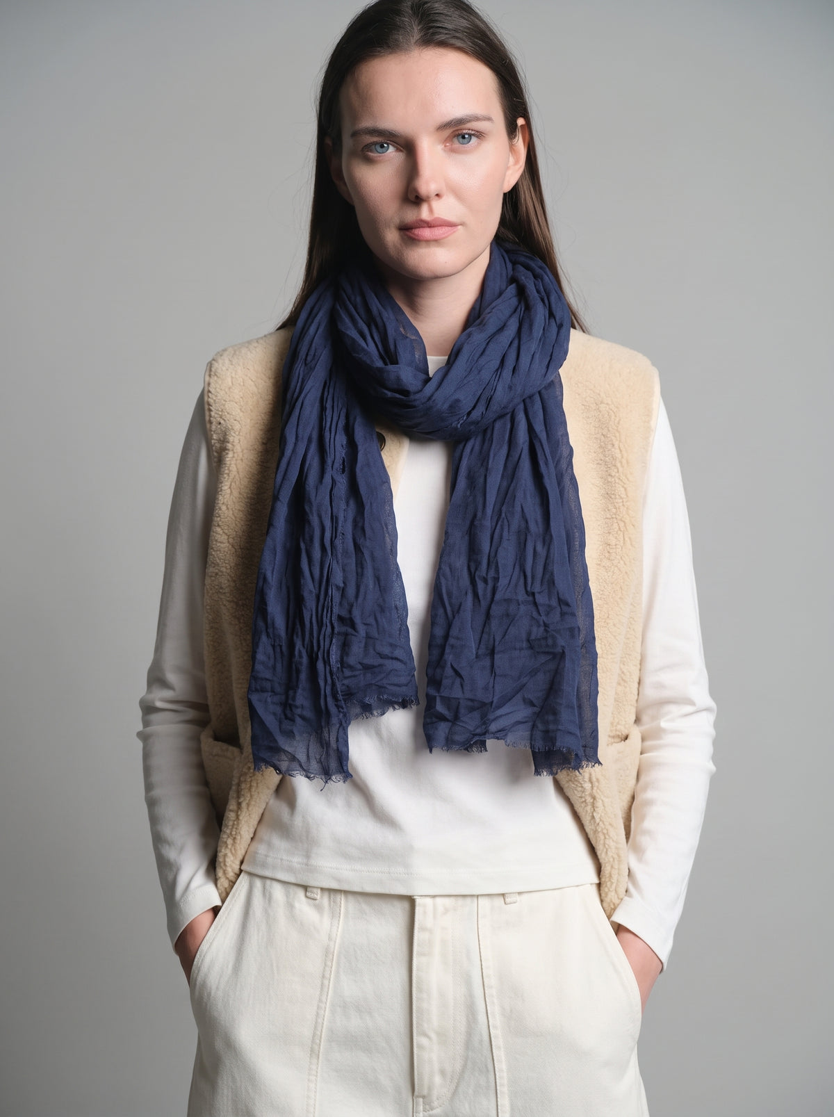 MIDNIGHT BLUE ORGANIK PAMUK EL BOYAMA SAL