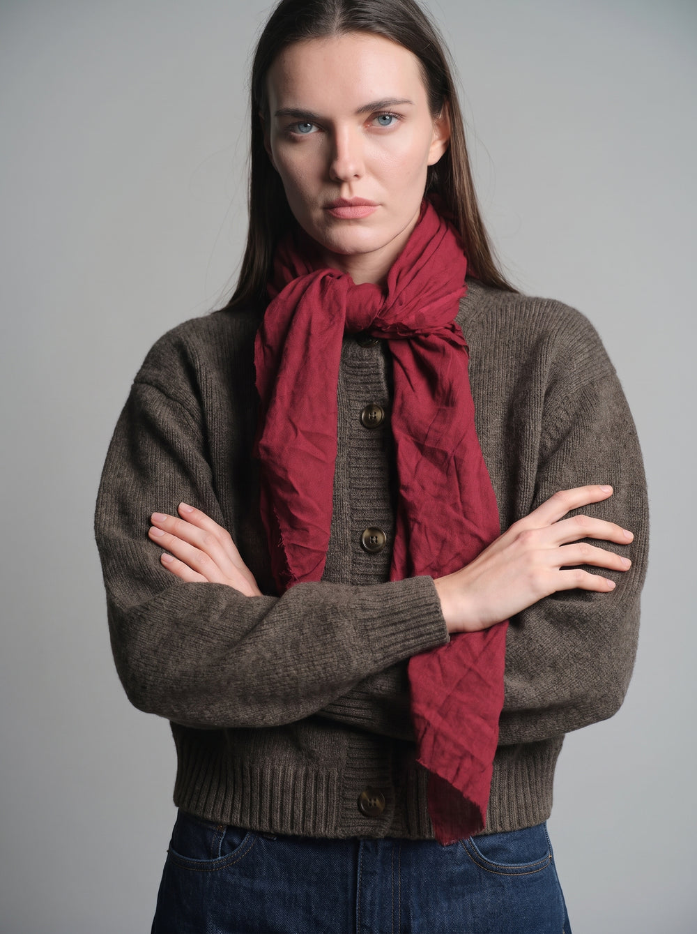 British Red Organic Cotton Handmade Square Scarf