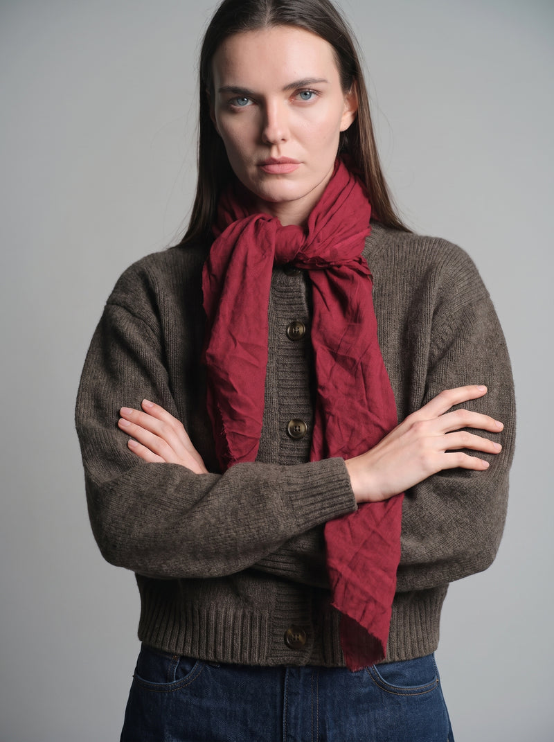 British Red Organik Pamuk Handmade Kare Fular