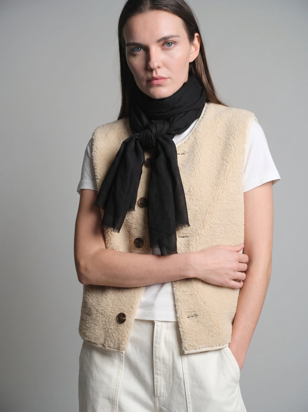 Black Moon Organik Pamuk Handmade Sal