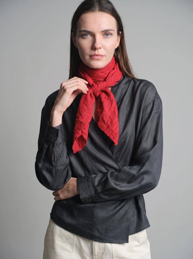 CHRISTMAS RED ORGANIK PAMUK KARE FULAR