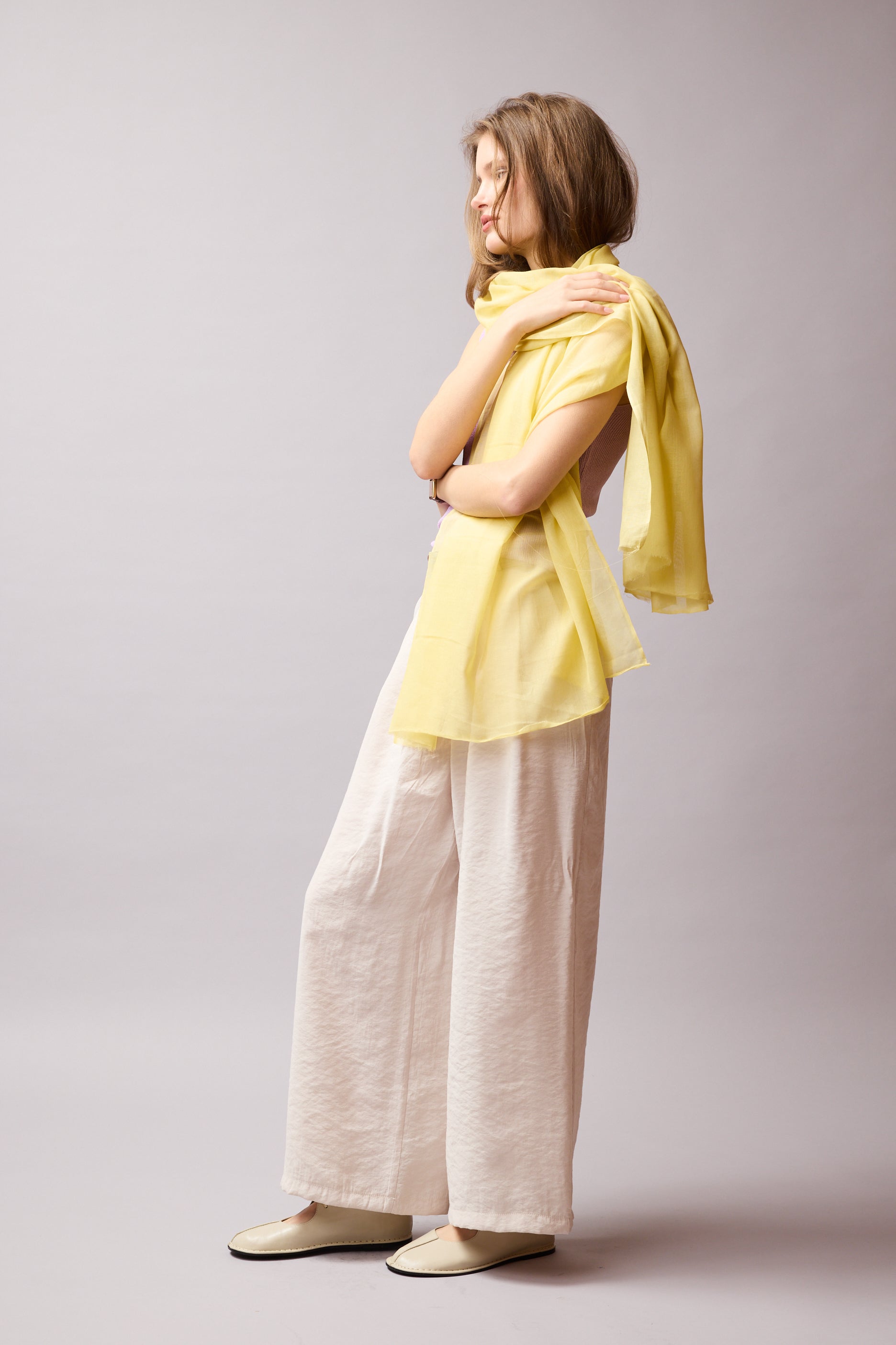 Lemon Yellow Organik Pamuk Handmade Şal