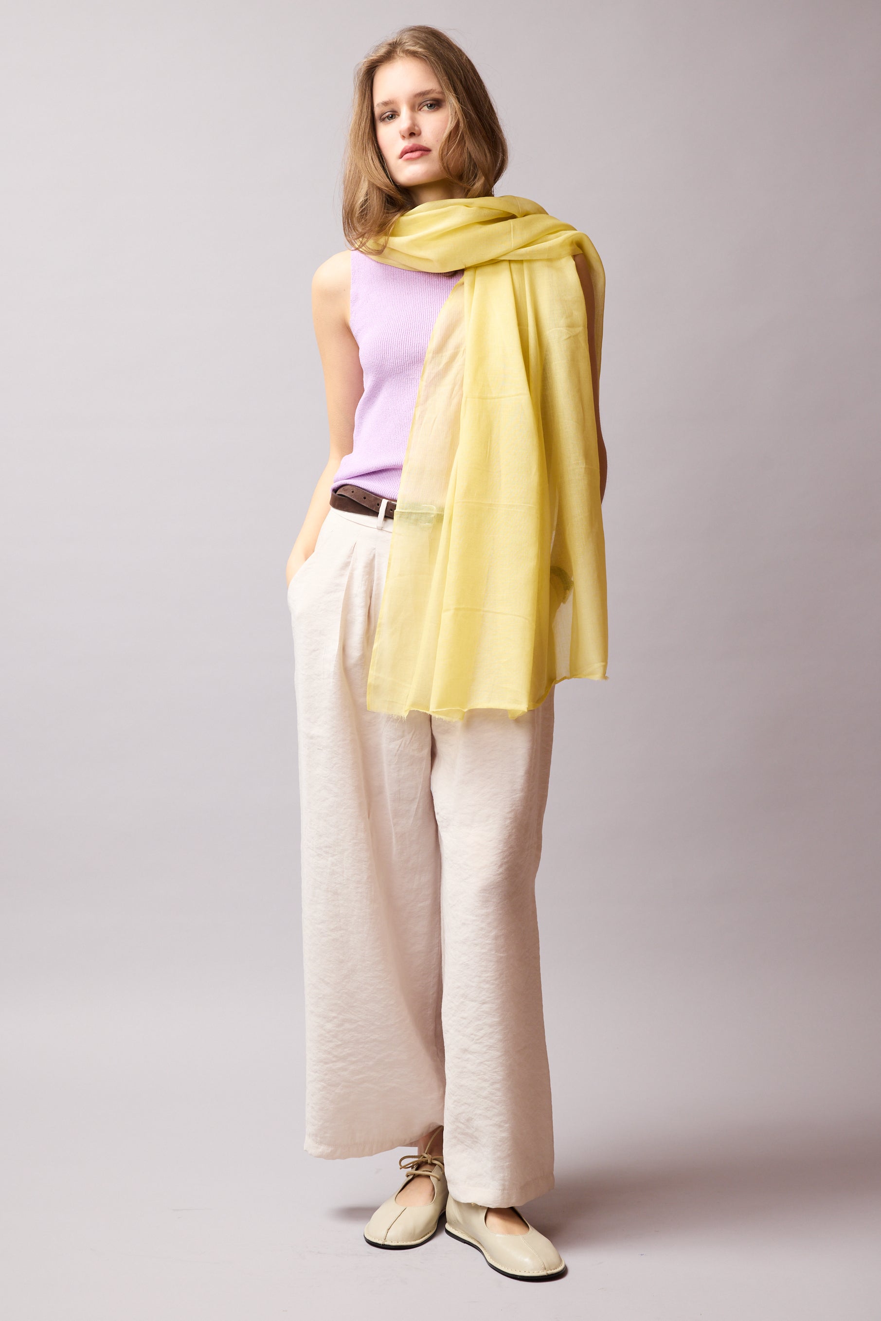 Lemon Yellow Organik Pamuk Handmade Şal