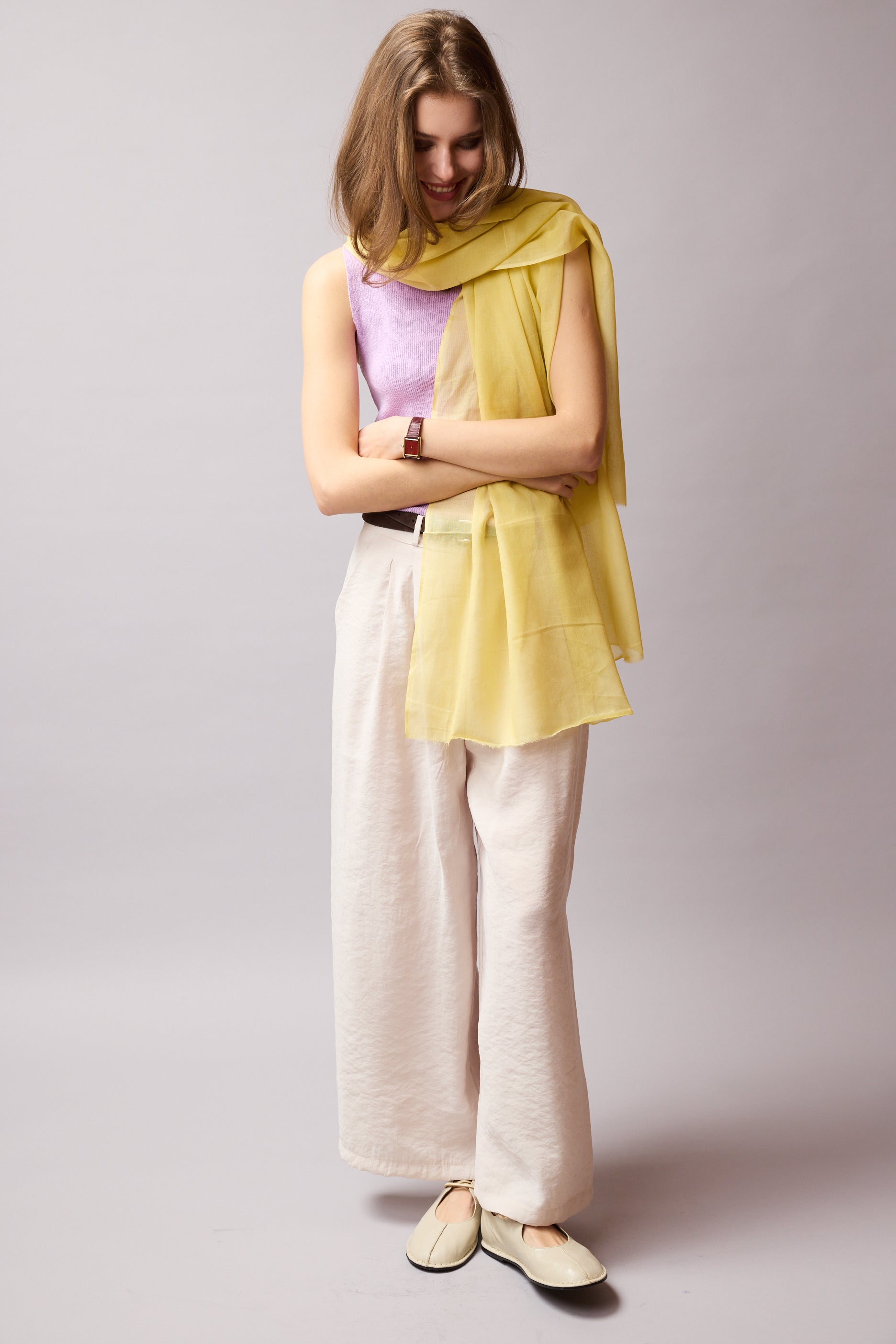 Lemon Yellow Organik Pamuk Handmade Şal