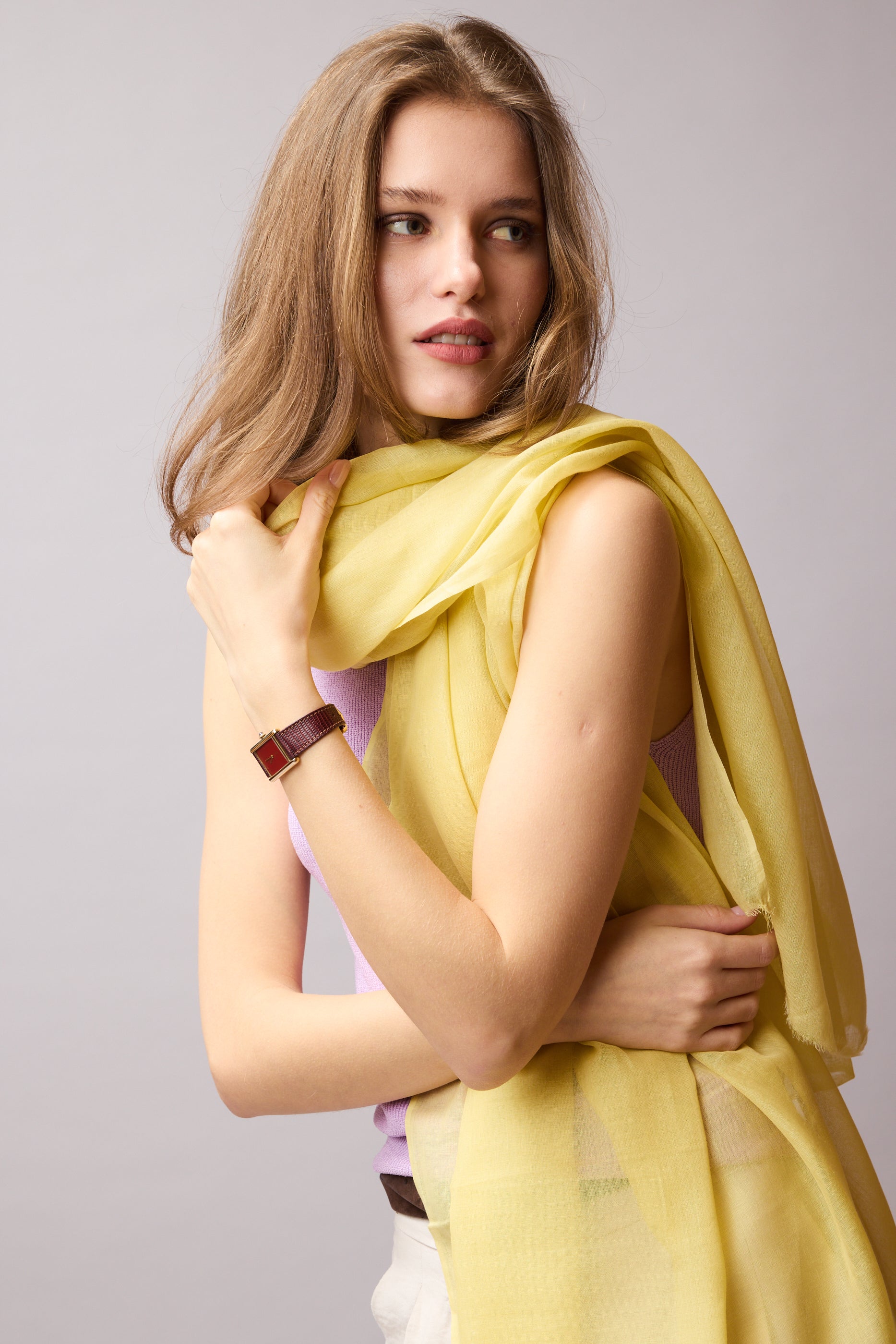 Lemon Yellow Organik Pamuk Handmade Şal