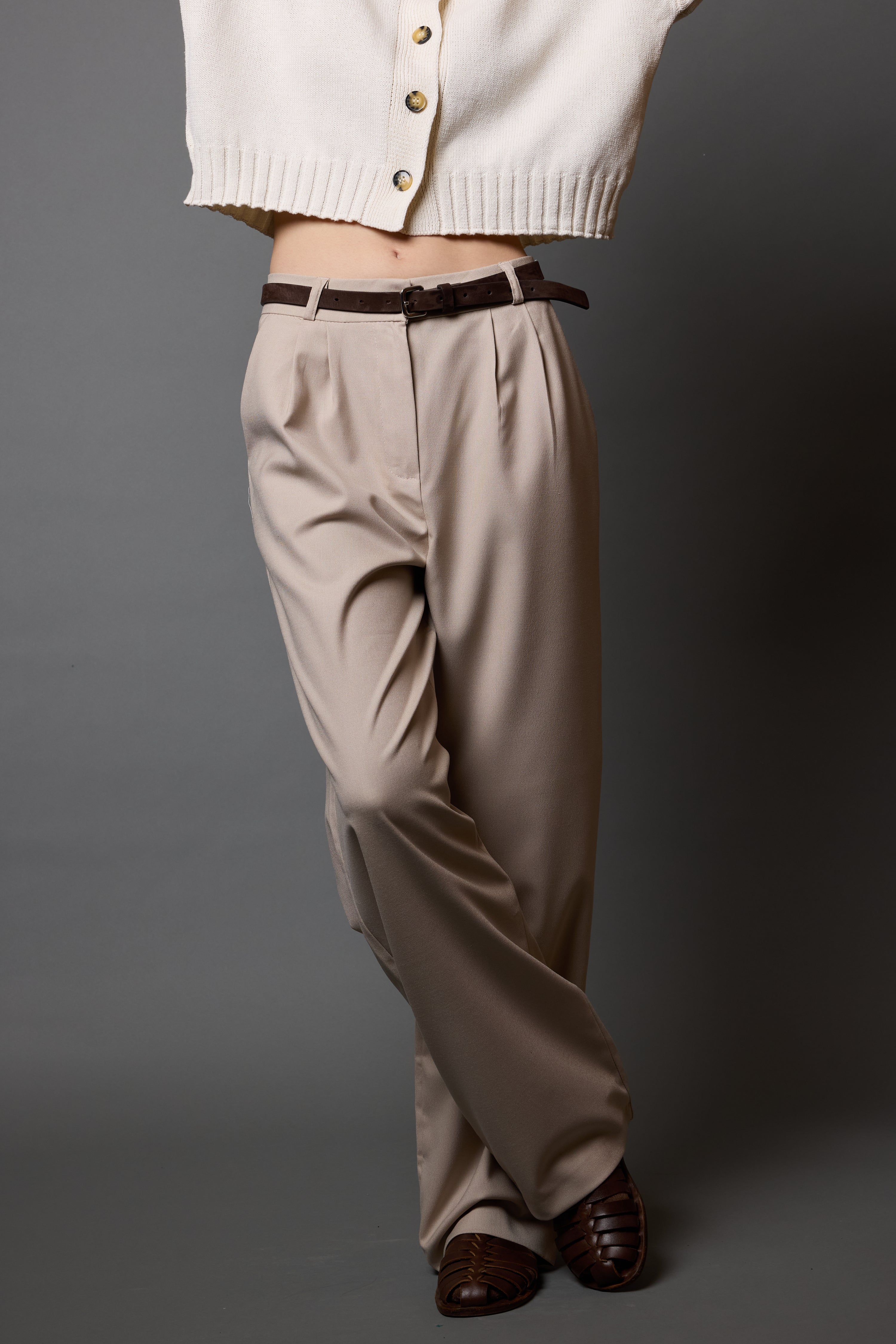 PİLELİ PALAZZO PANTOLON BEIGE