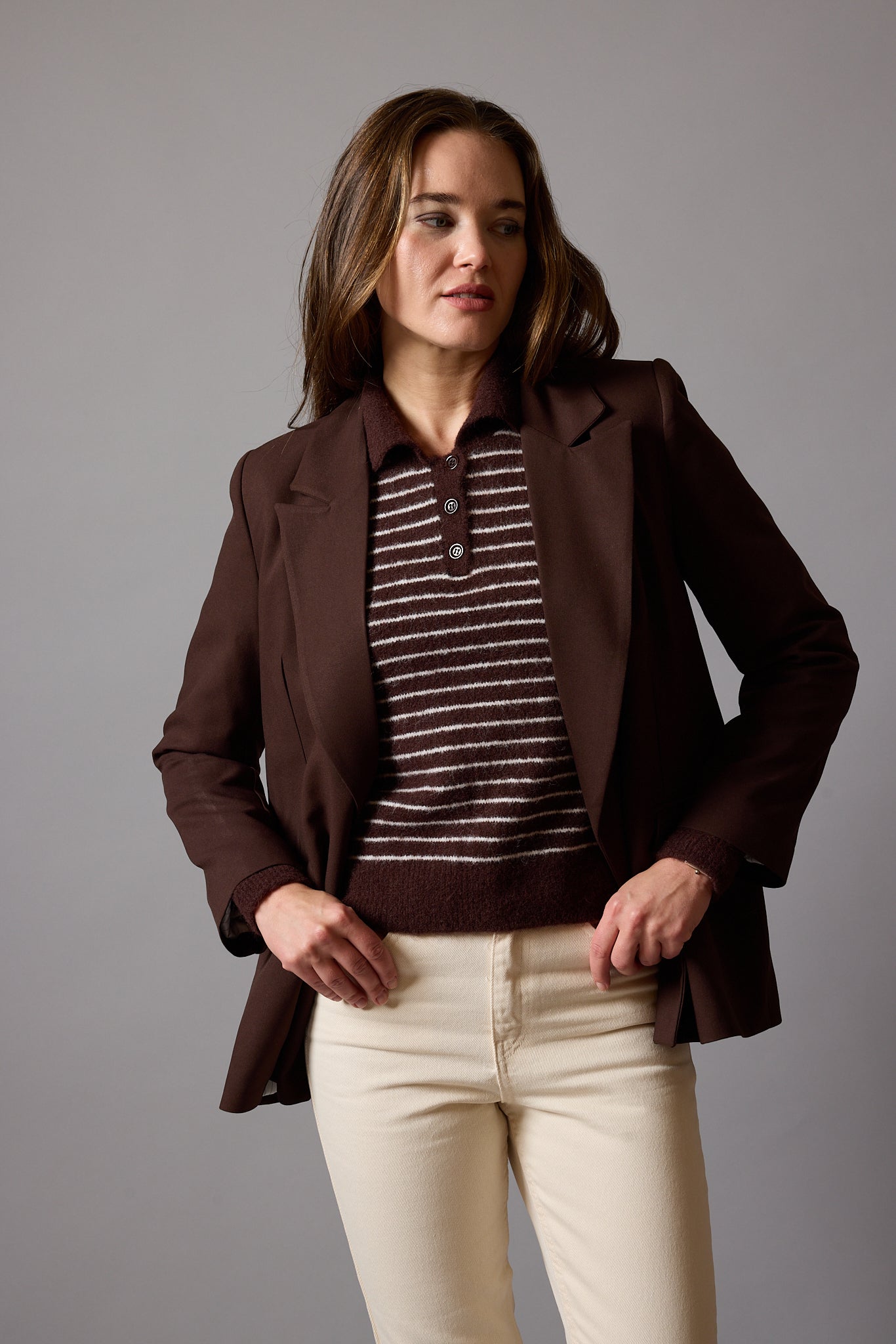 KLASİK KESIM BLAZER CEKET ACI KAHVE