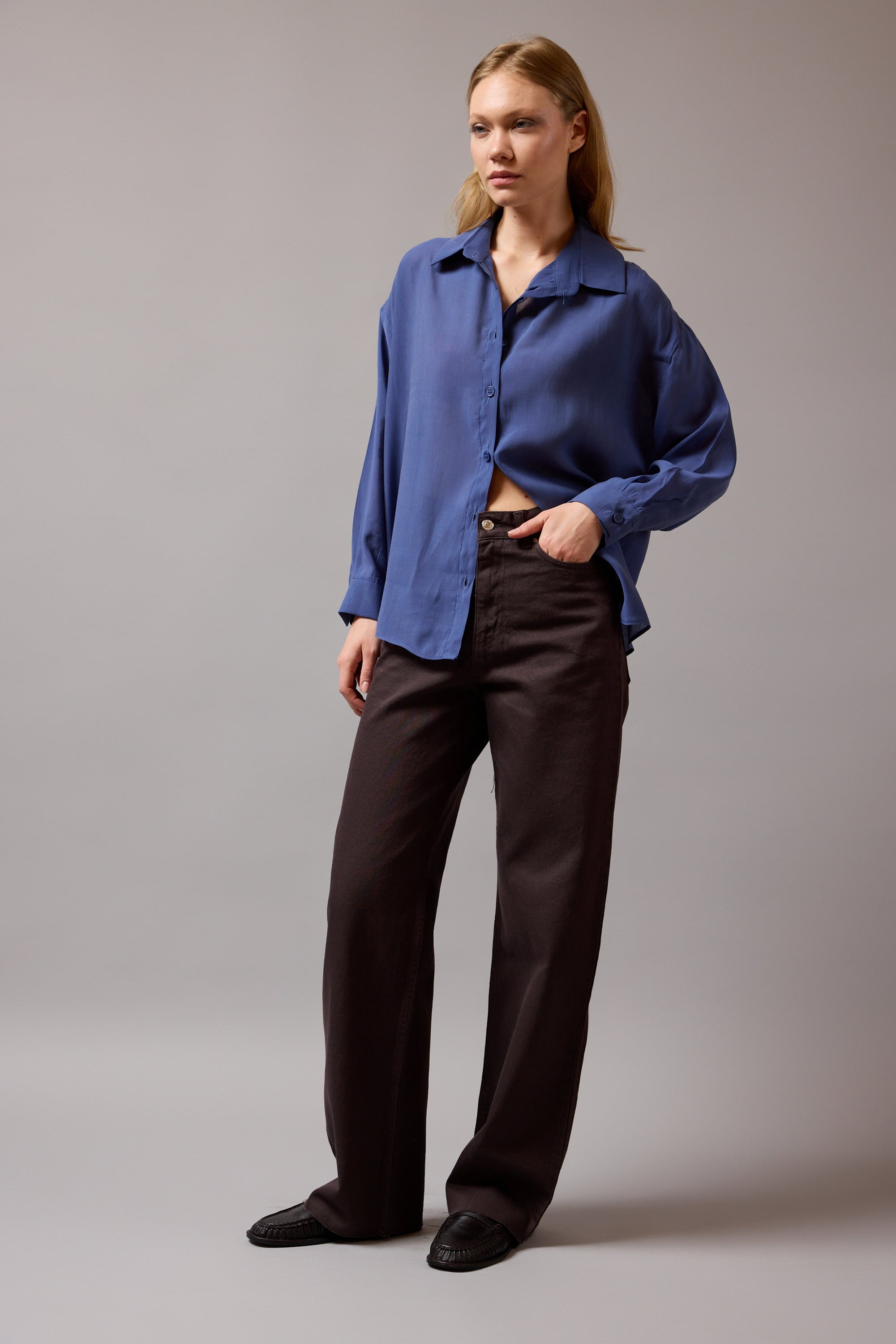 STRAIGHT FIT YÜKSEK BEL BORU PAÇA JEAN BROWN