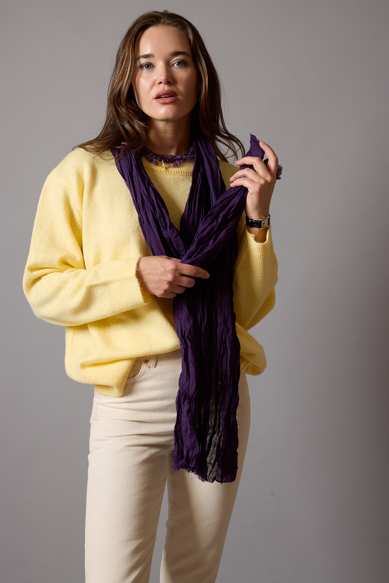 VIOLETTE ORGANIK PAMUK HANDMADE SAL