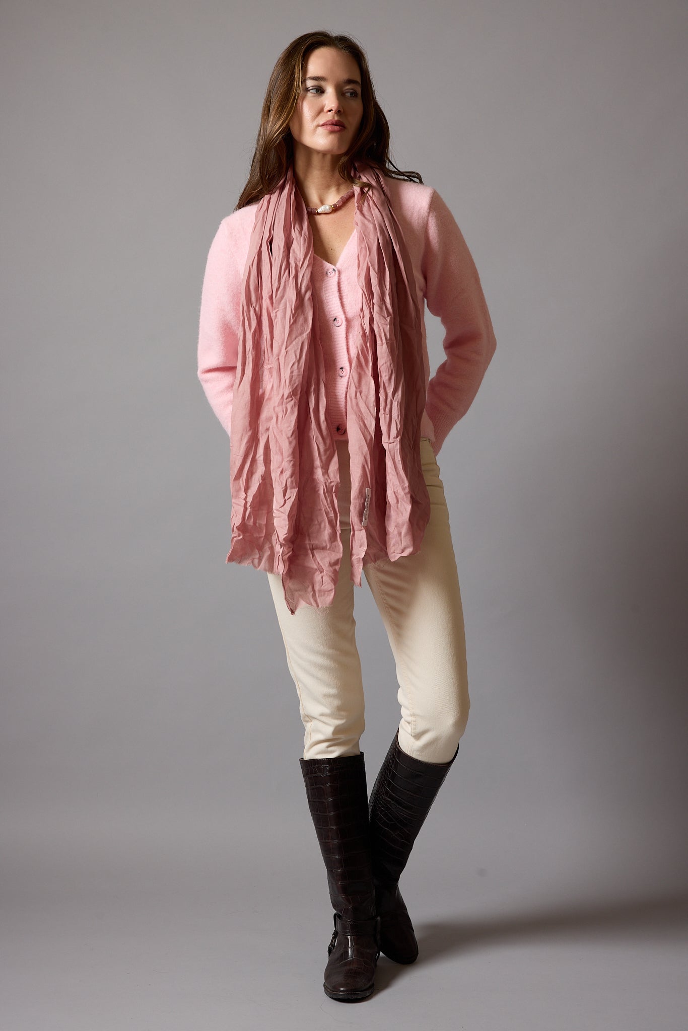Vintage Rose Organic Cotton Hand Painted Shawl