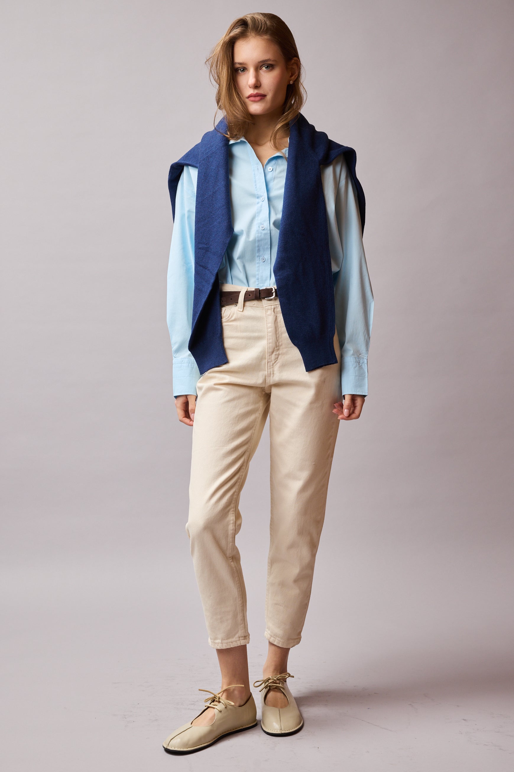 STRAIGHT FIT YÜKSEK BEL MOM JEAN KREM