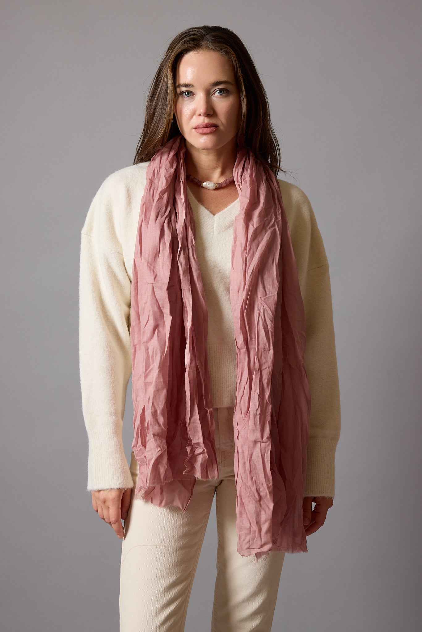Vintage Rose Organic Cotton Hand Painted Shawl