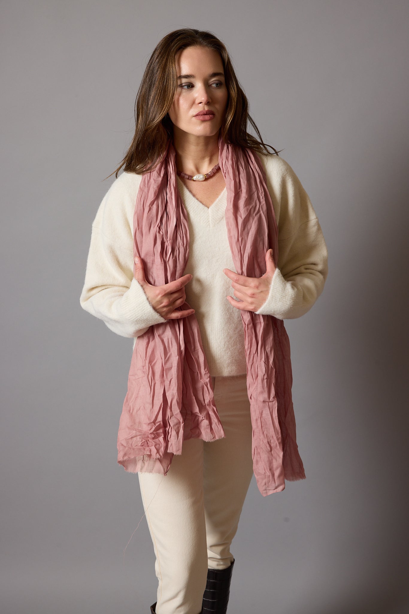 Vintage Rose Organic Cotton Hand Painted Shawl