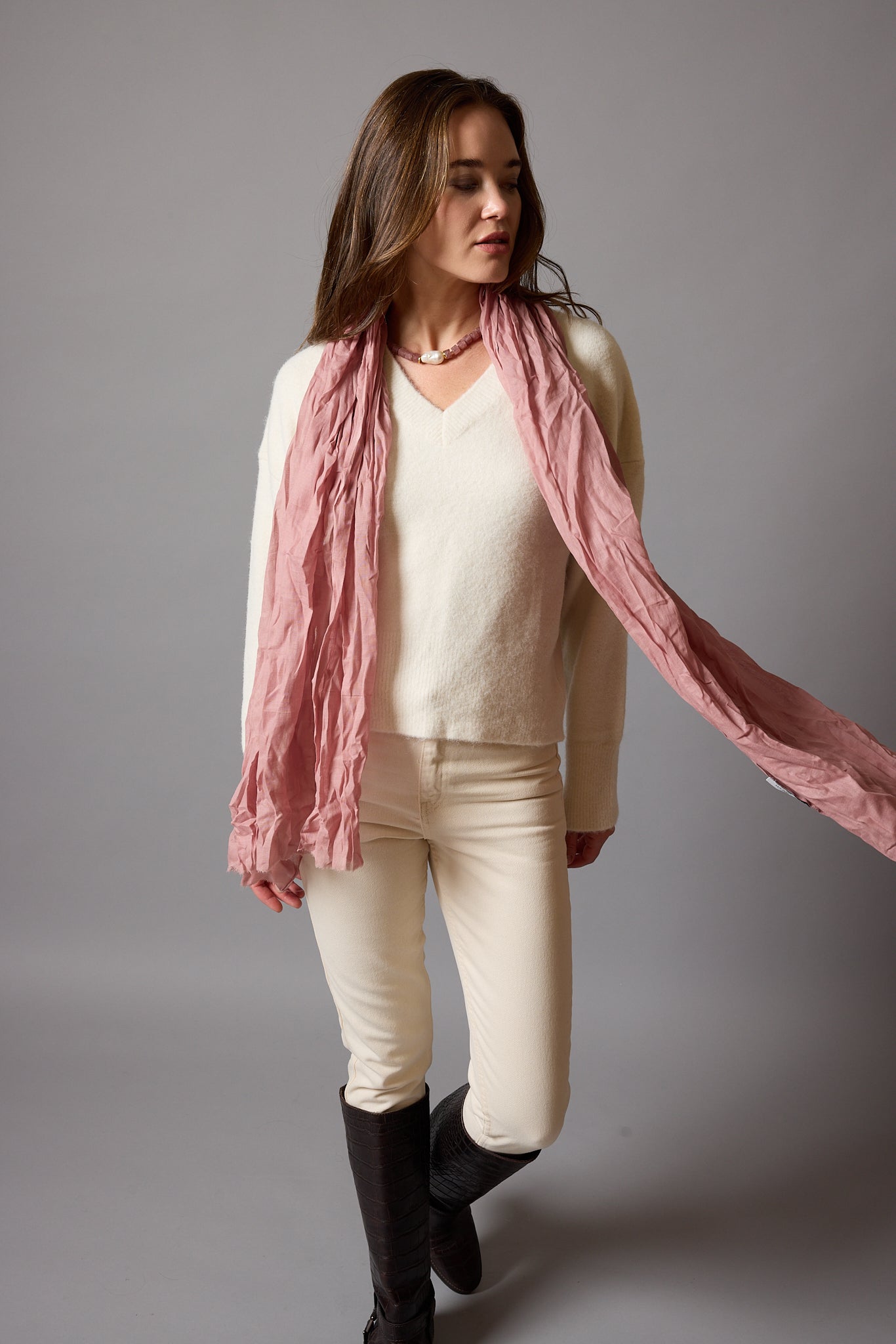 Vintage Rose Organic Cotton Hand Painted Shawl