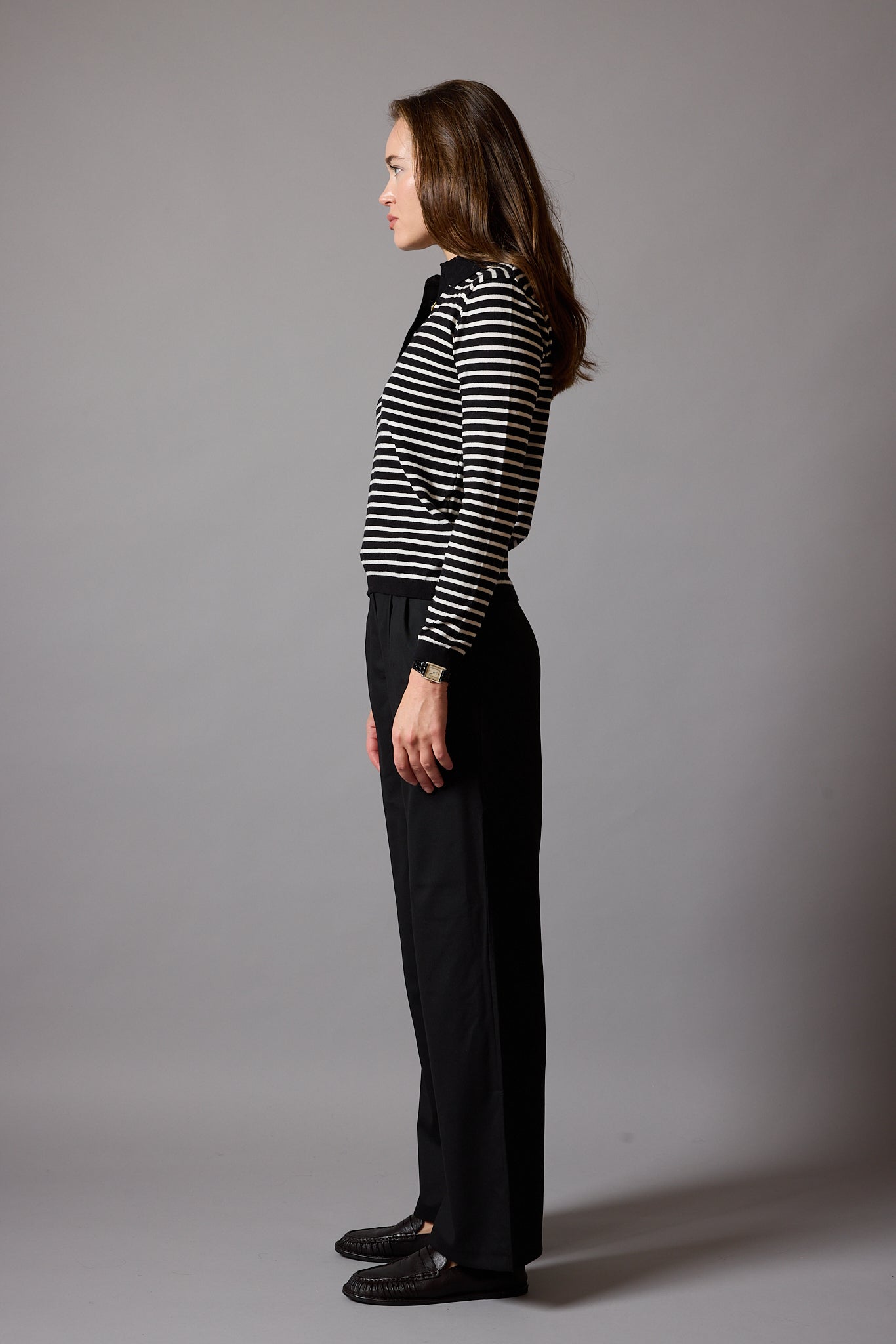 POLO COLLAR SOFT TEXTURED KNITWEAR BLACK