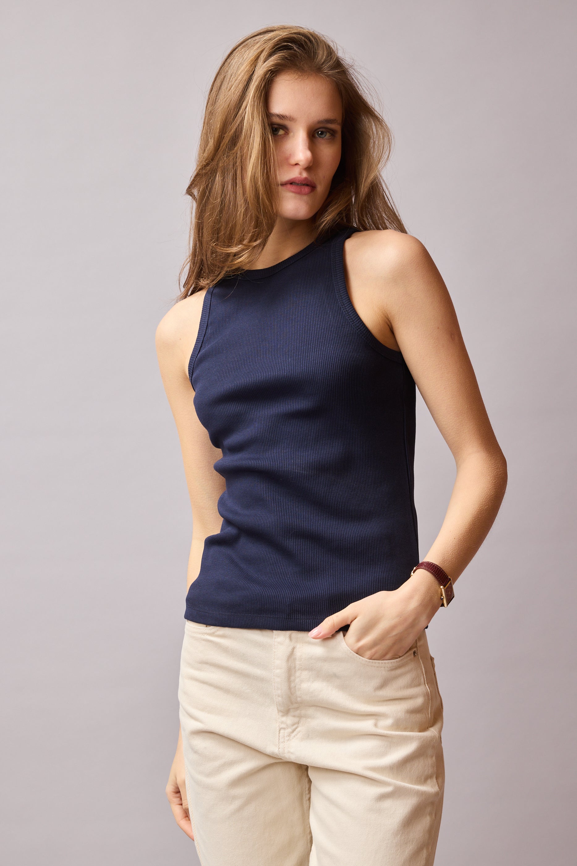 HALTER YAKA CROP TOP LACİVERT