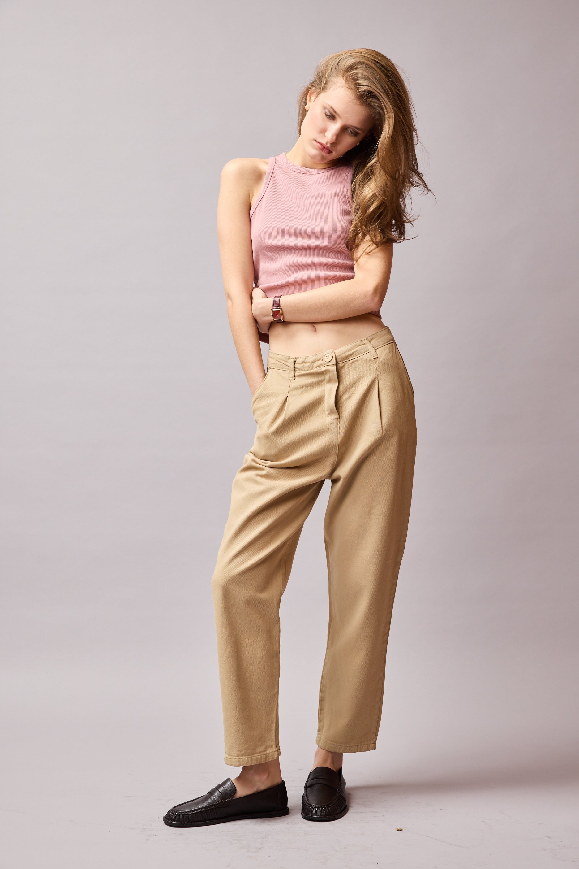 KANVAS PENSLİ CARROT FIT PANTOLON CAMEL