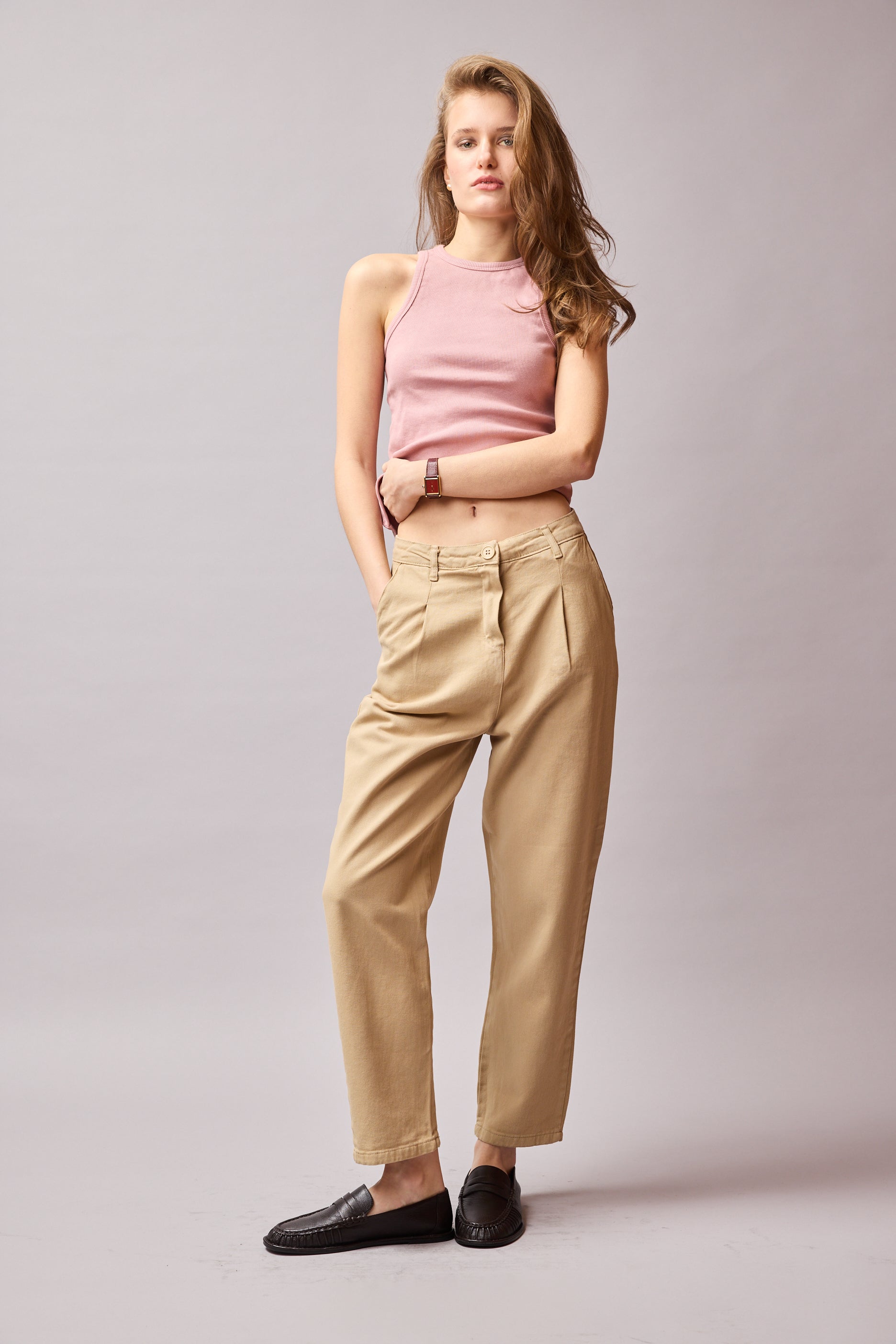 KANVAS PENSLİ CARROT FIT PANTOLON CAMEL