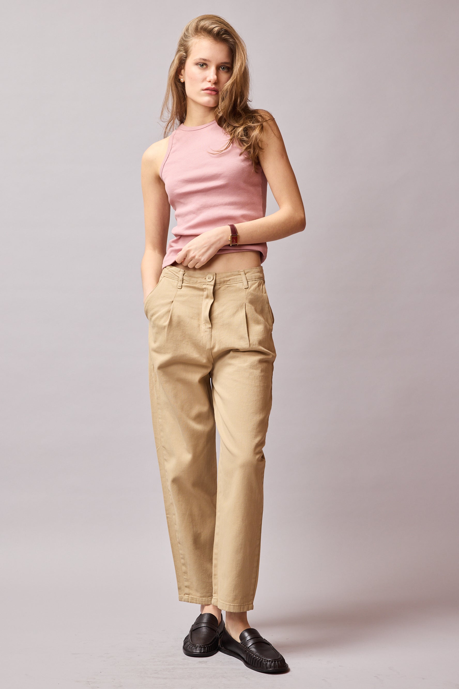 KANVAS PENSLİ CARROT FIT PANTOLON CAMEL