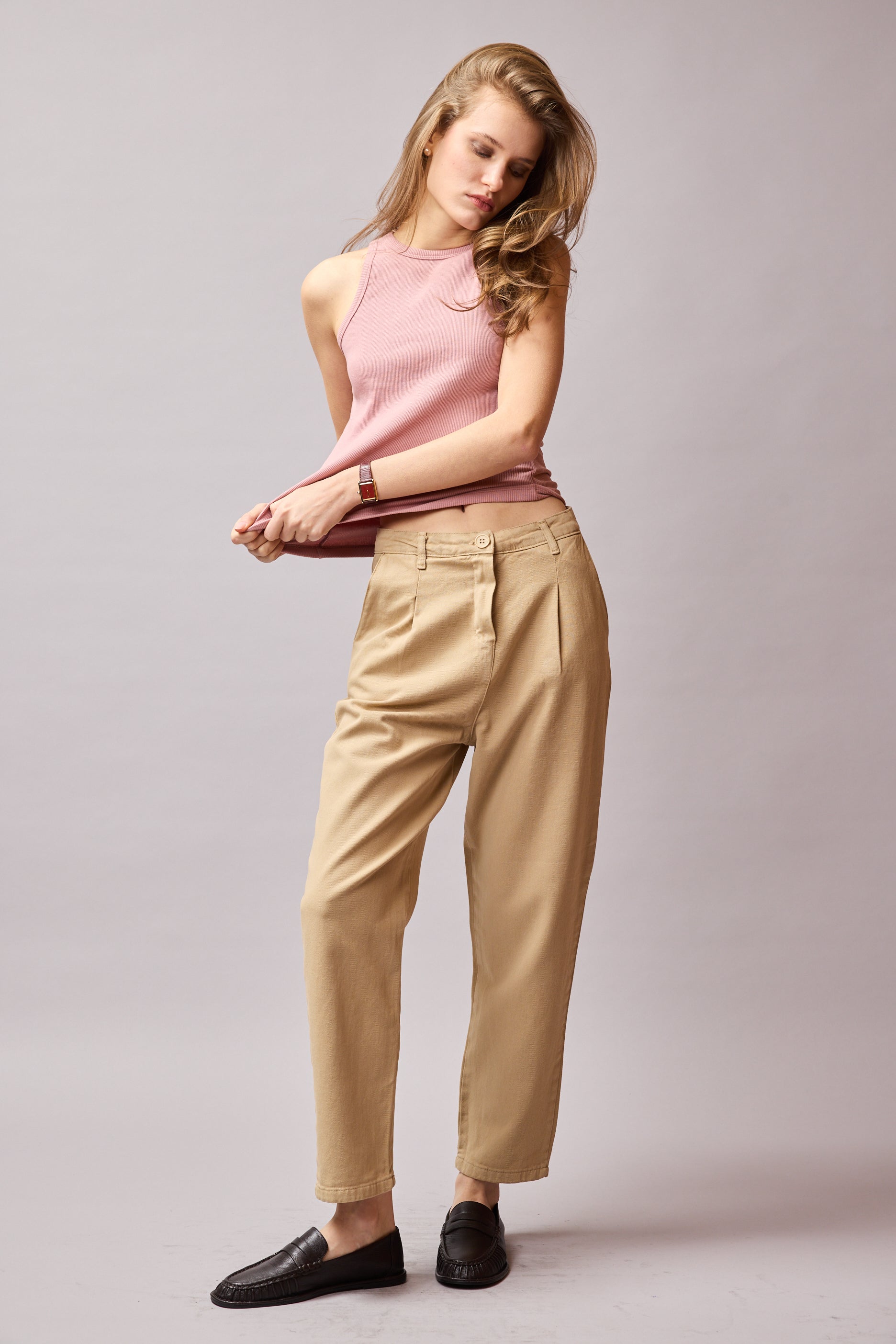 KANVAS PENSLİ CARROT FIT PANTOLON CAMEL