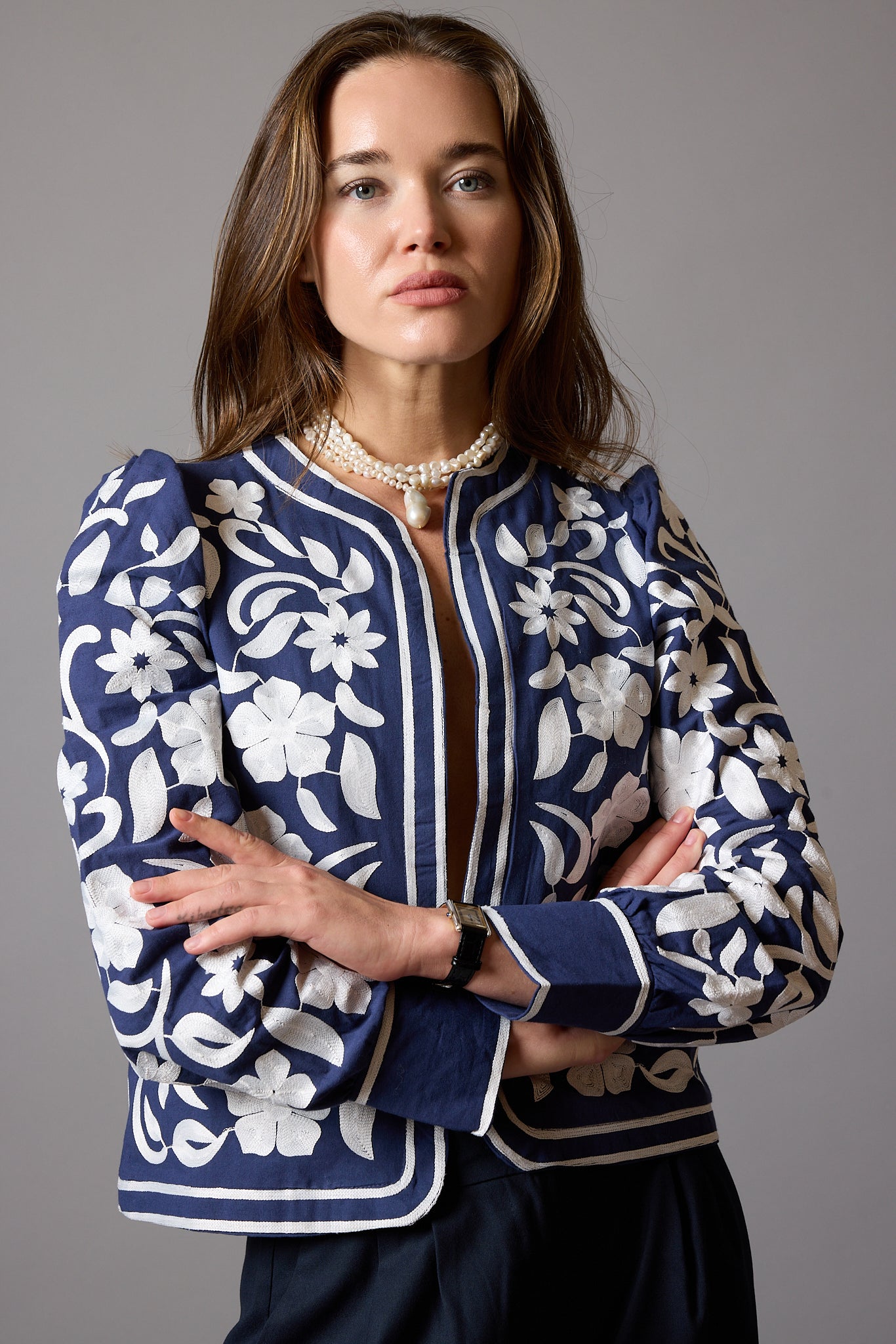HANNA NAKIS DETAYLI GOMLEK CEKET İNDİGO
