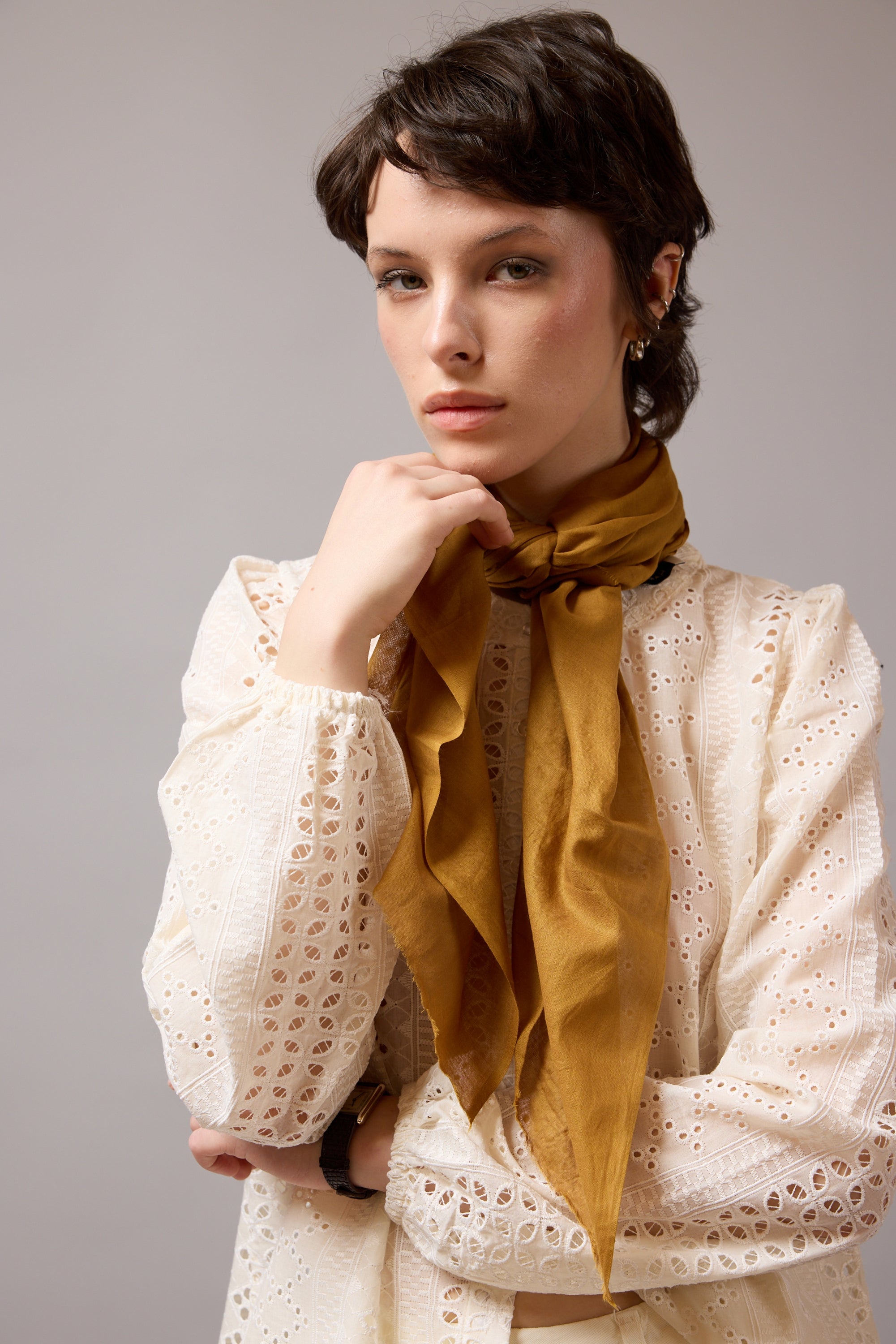 NUDE ORGANİK PAMUK HANDMADE KARE FULAR