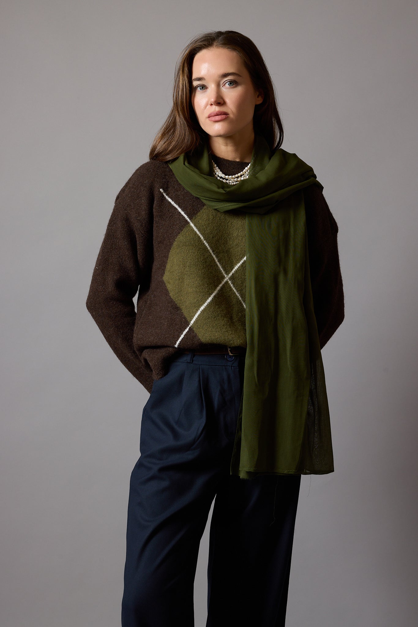 Khaki Organik Pamuk Handmade Sal