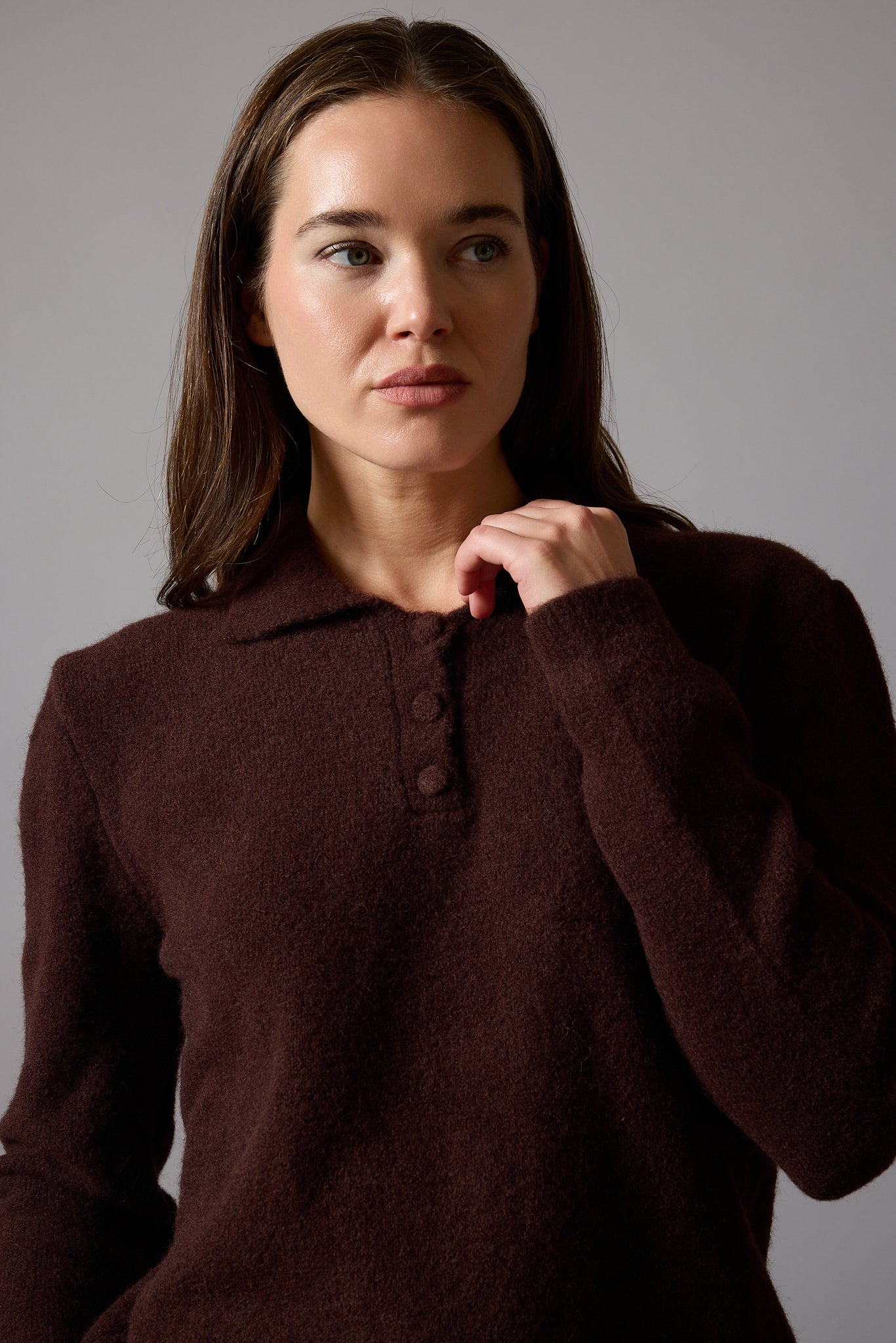 CREW NECK SOFT TEXTURED KNITWEAR CLARET RED