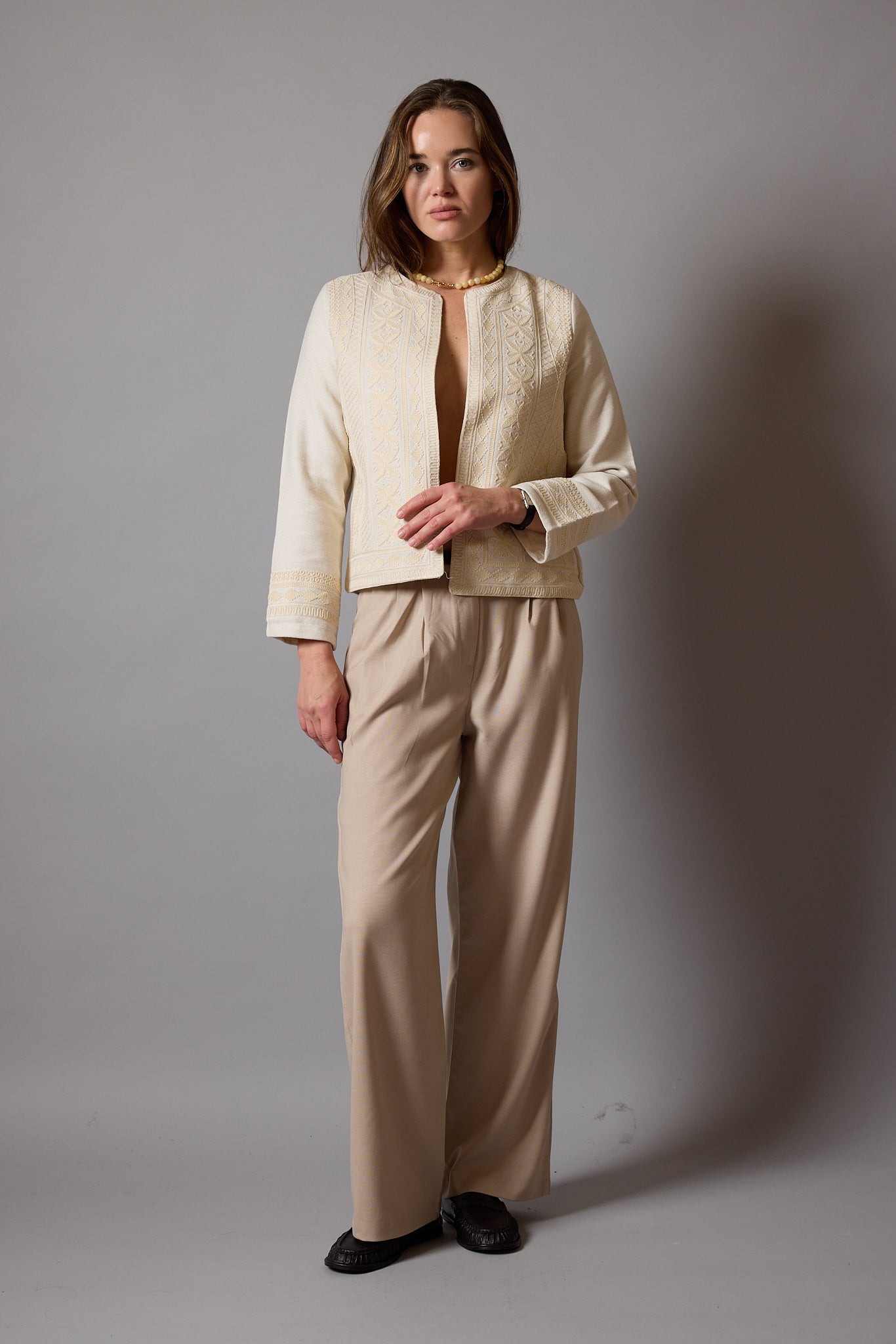 ELSA NAKIS DETAYLI GOMLEK CEKET BEIGE