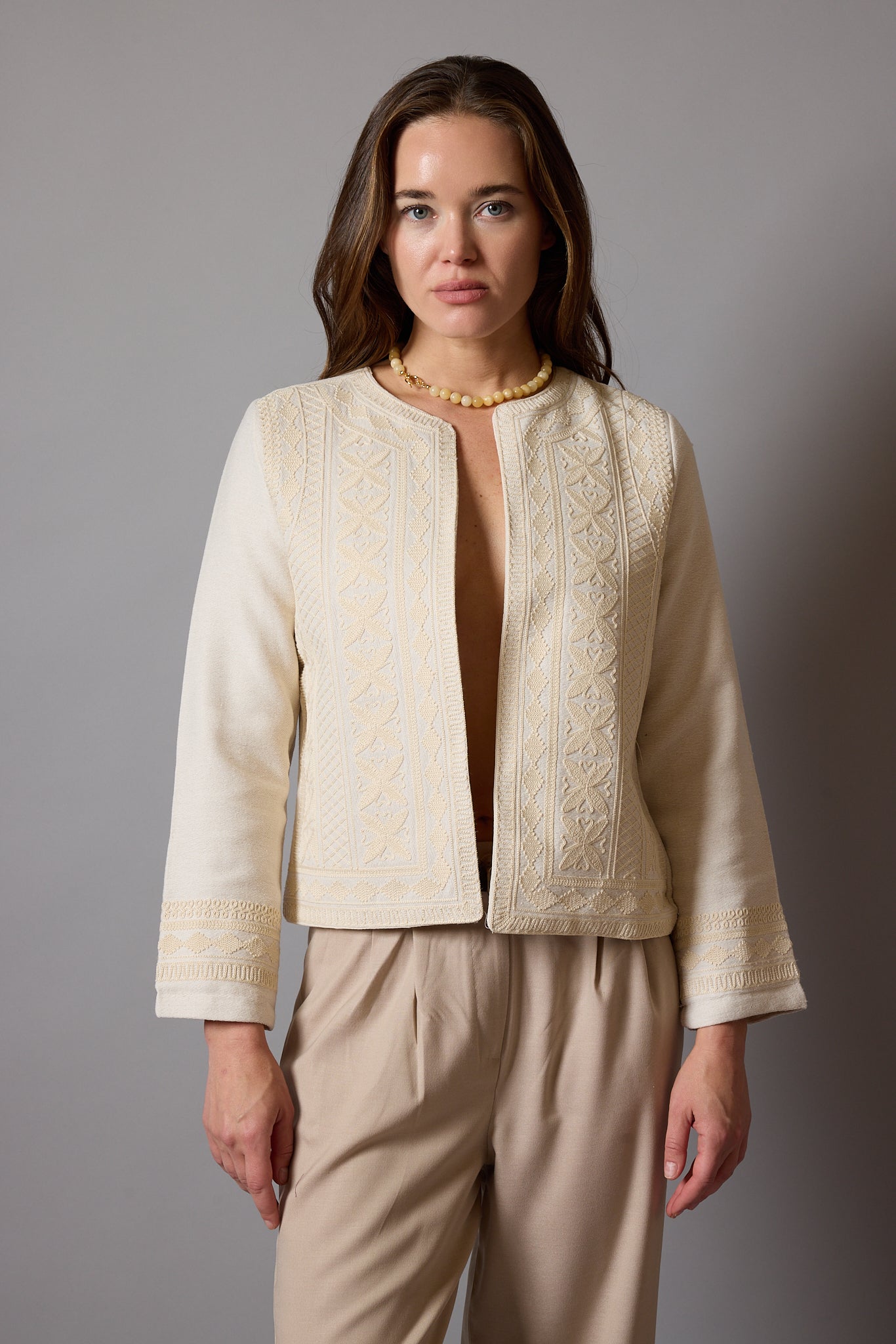 ELSA NAKIS DETAYLI GOMLEK CEKET BEIGE