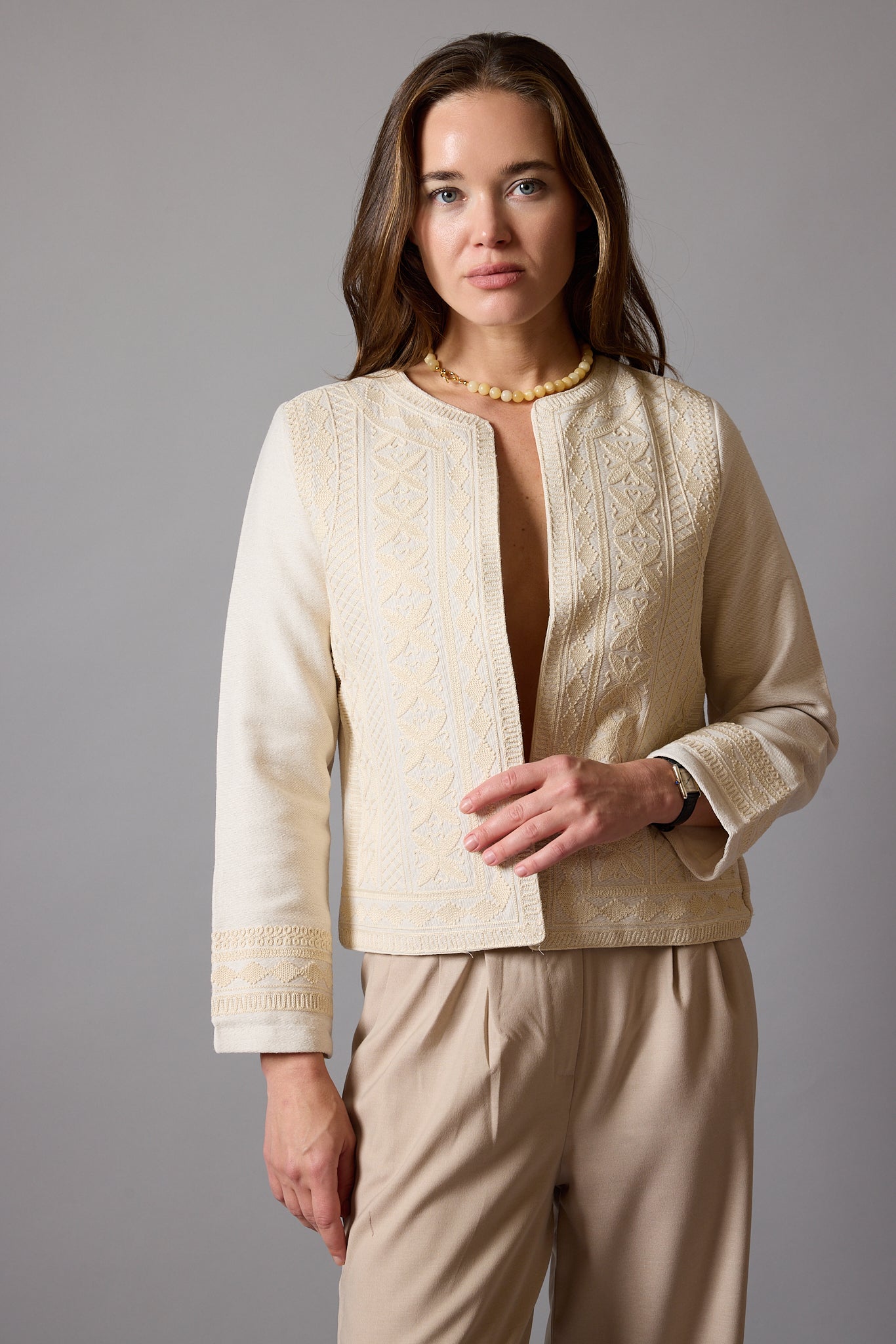 ELSA NAKIS DETAYLI GOMLEK CEKET BEIGE