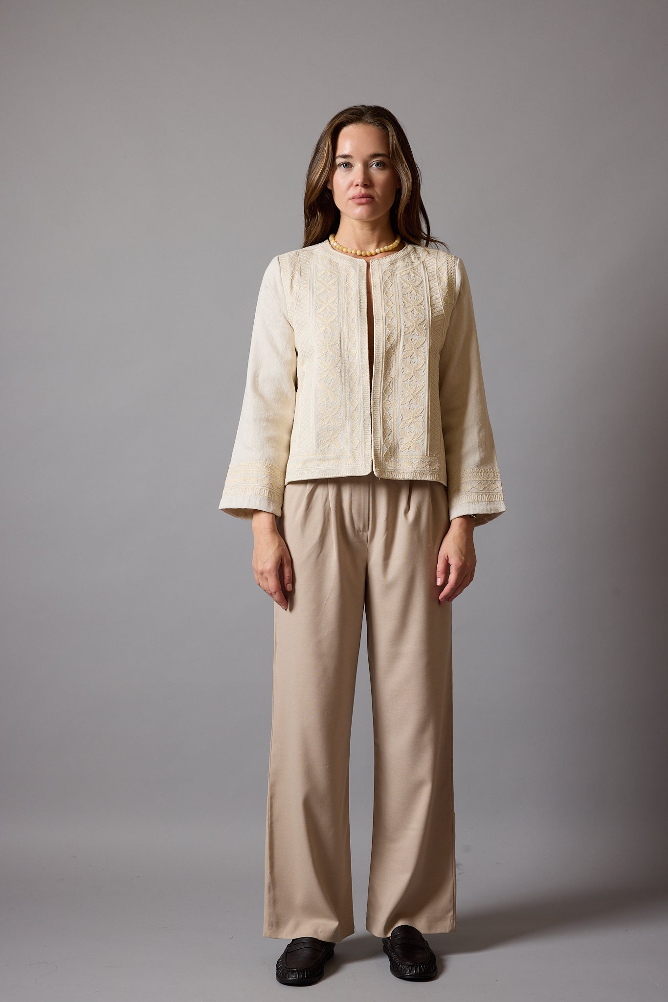 ELSA NAKIS DETAYLI GOMLEK CEKET BEIGE