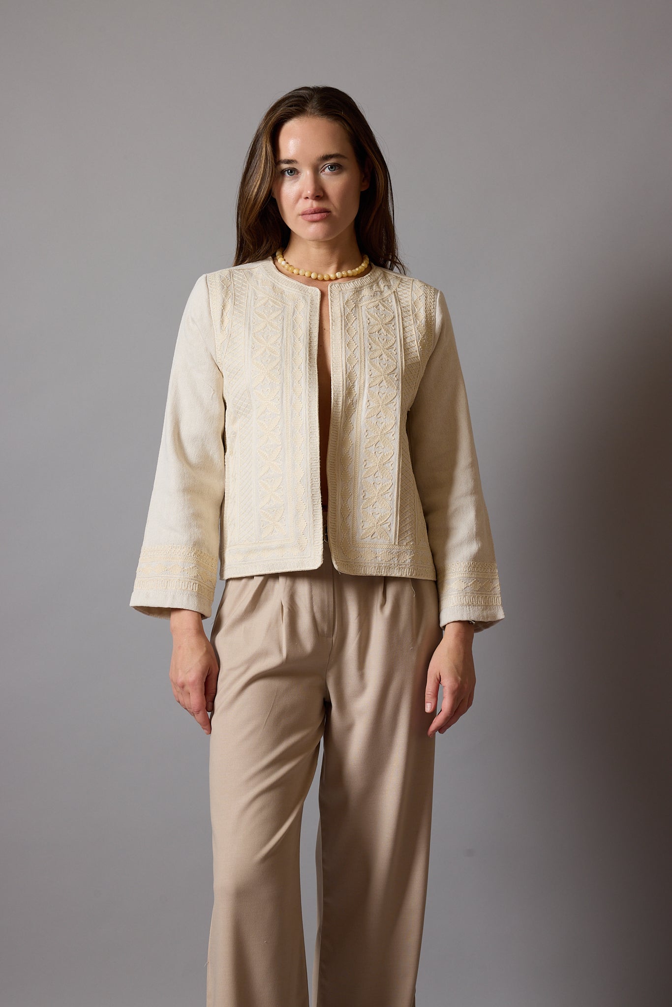 ELSA NAKIS DETAYLI GOMLEK CEKET BEIGE