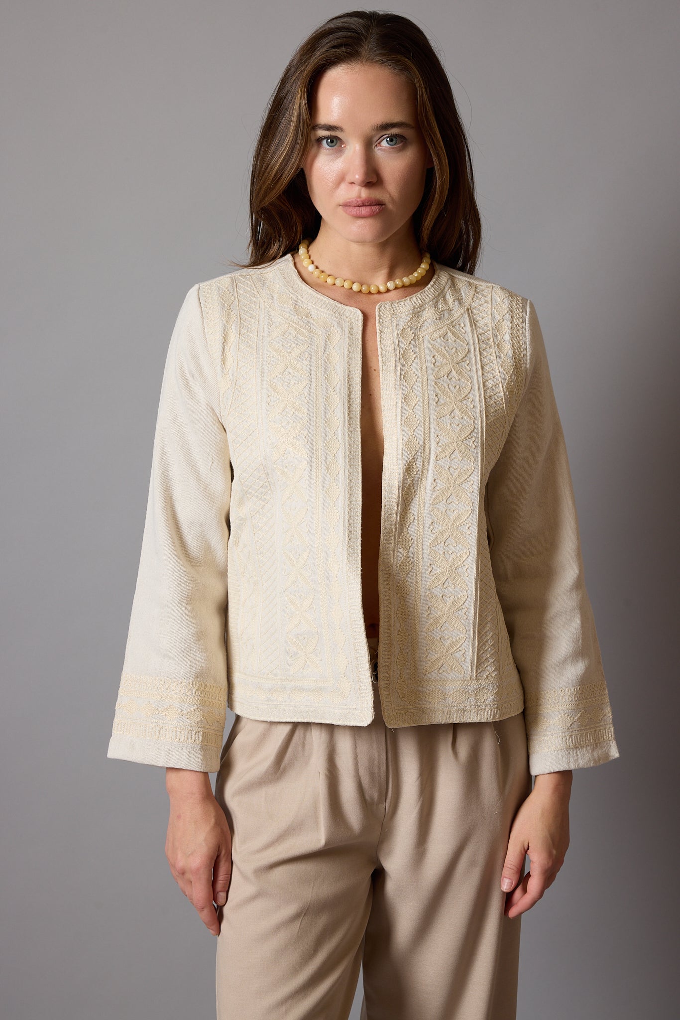 ELSA NAKIS DETAYLI GOMLEK CEKET BEIGE