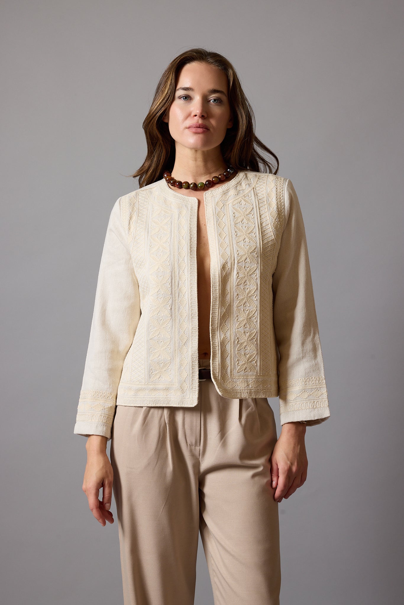 ELSA NAKIS DETAYLI GOMLEK CEKET BEIGE
