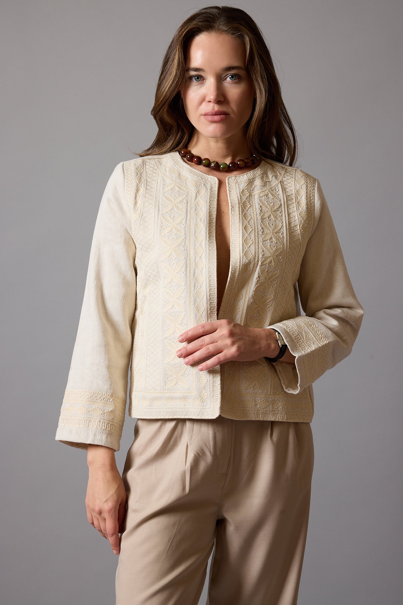 ELSA NAKIS DETAYLI GOMLEK CEKET BEIGE
