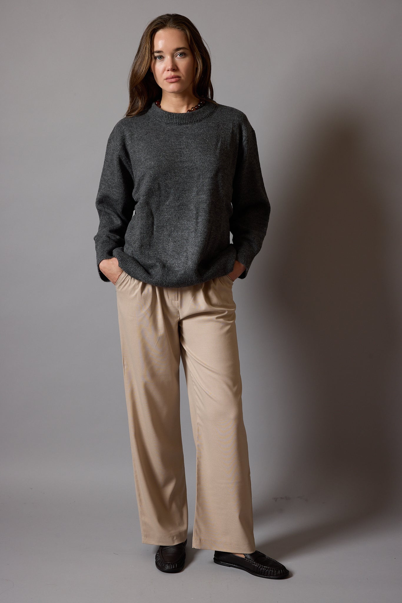 OVERSIZE BISIKLET YAKA KAZAK FÜME