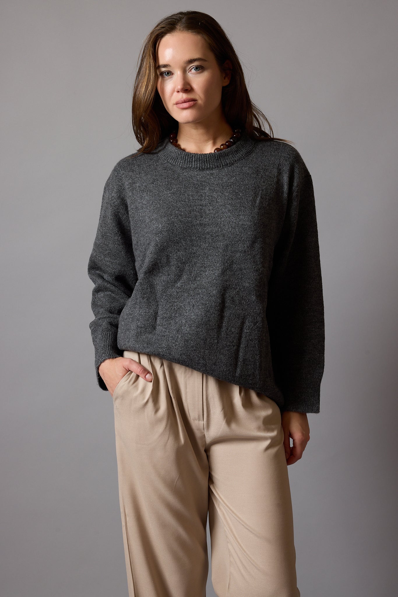 OVERSIZE BISIKLET YAKA KAZAK FÜME